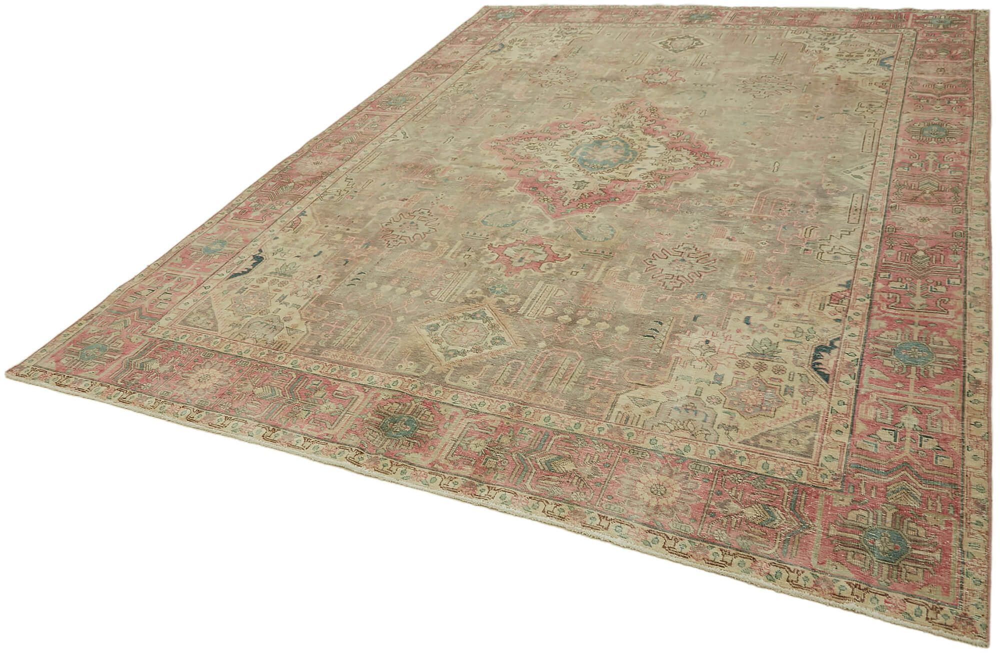 8 x 11 Beige Vintage Large Area Rug - 7333