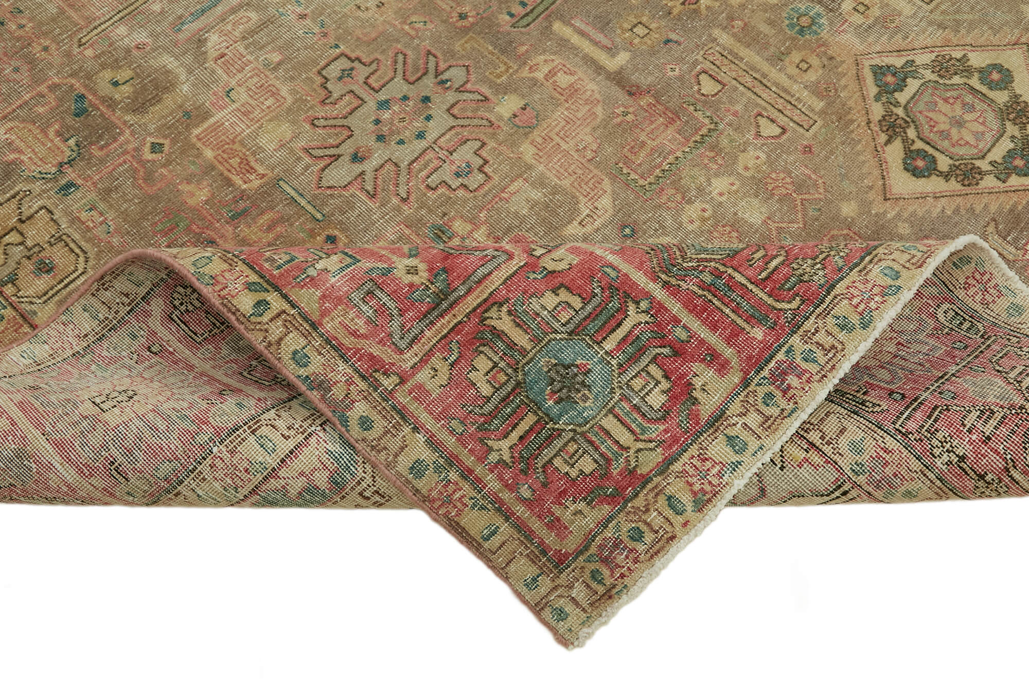 8 x 11 Beige Vintage Large Area Rug - 7333