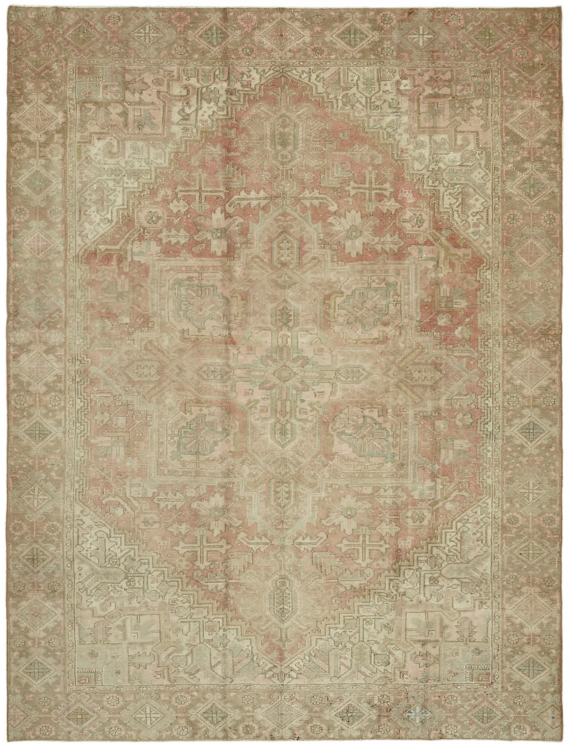 8 x 11 Beige Vintage Large Area Rug - 7334