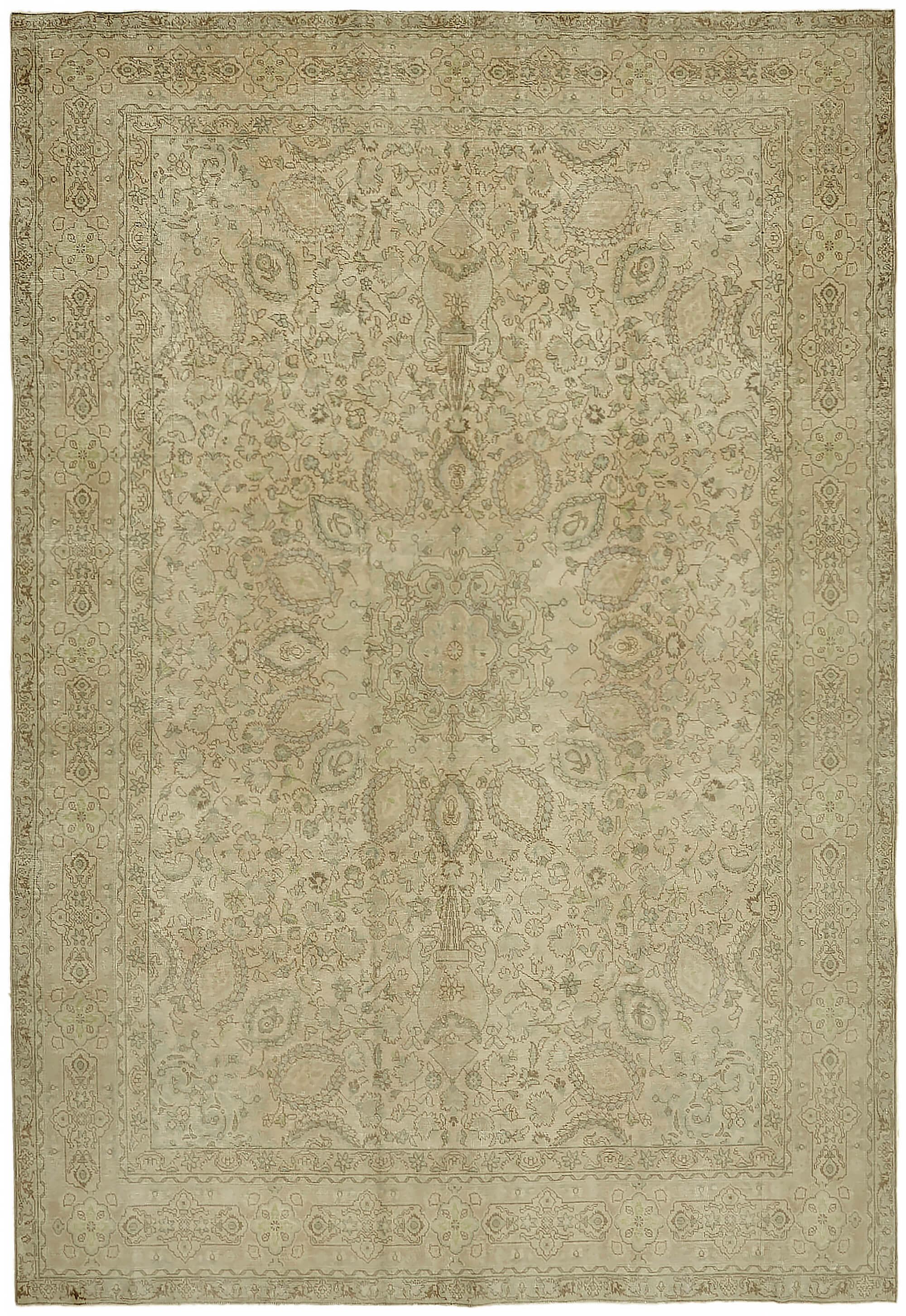 8 x 11 Beige Vintage Large Area Rug - 7336