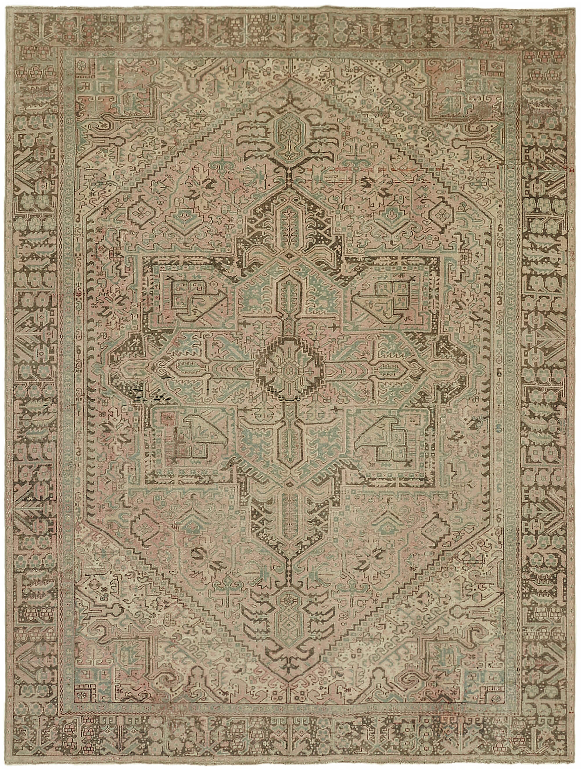 8 x 11 Beige Vintage Large Area Rug - 7338