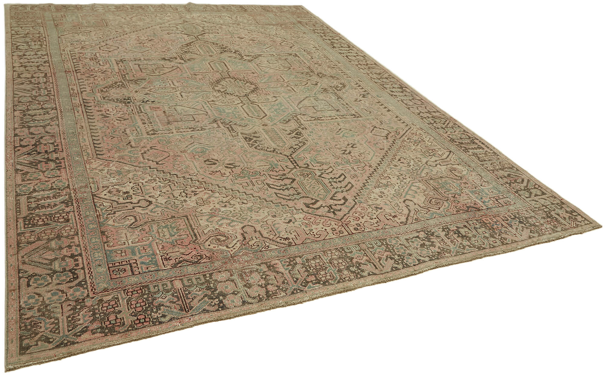 8 x 11 Beige Vintage Large Area Rug - 7338