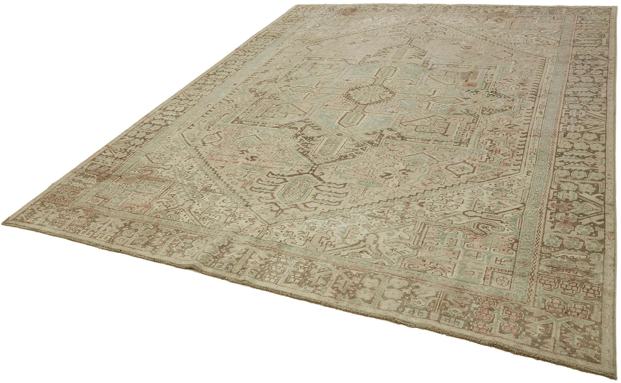 8 x 11 Beige Vintage Large Area Rug - 7338