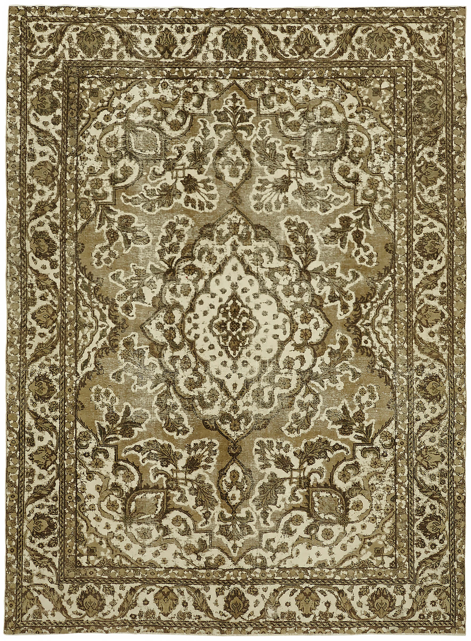 9 x 13 Beige Vintage Large Area Rug - 7339