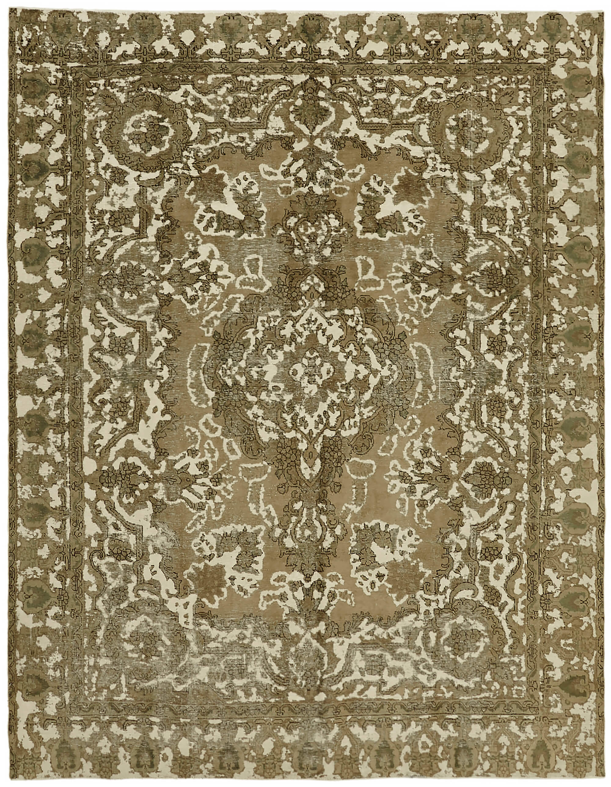 9 x 12 Beige Vintage Large Area Rug - 7341