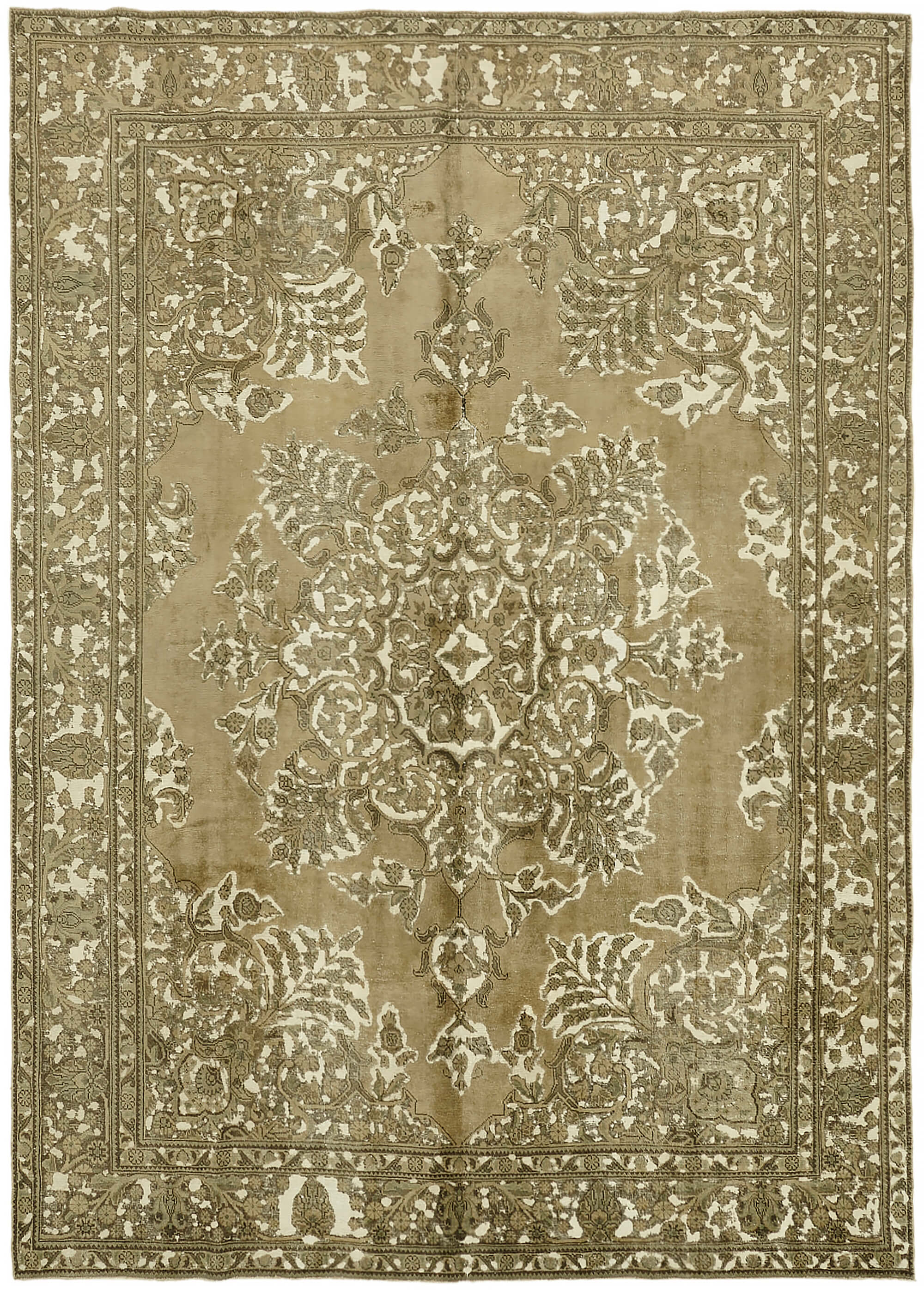 9 x 13 Beige Vintage Large Area Rug - 7342