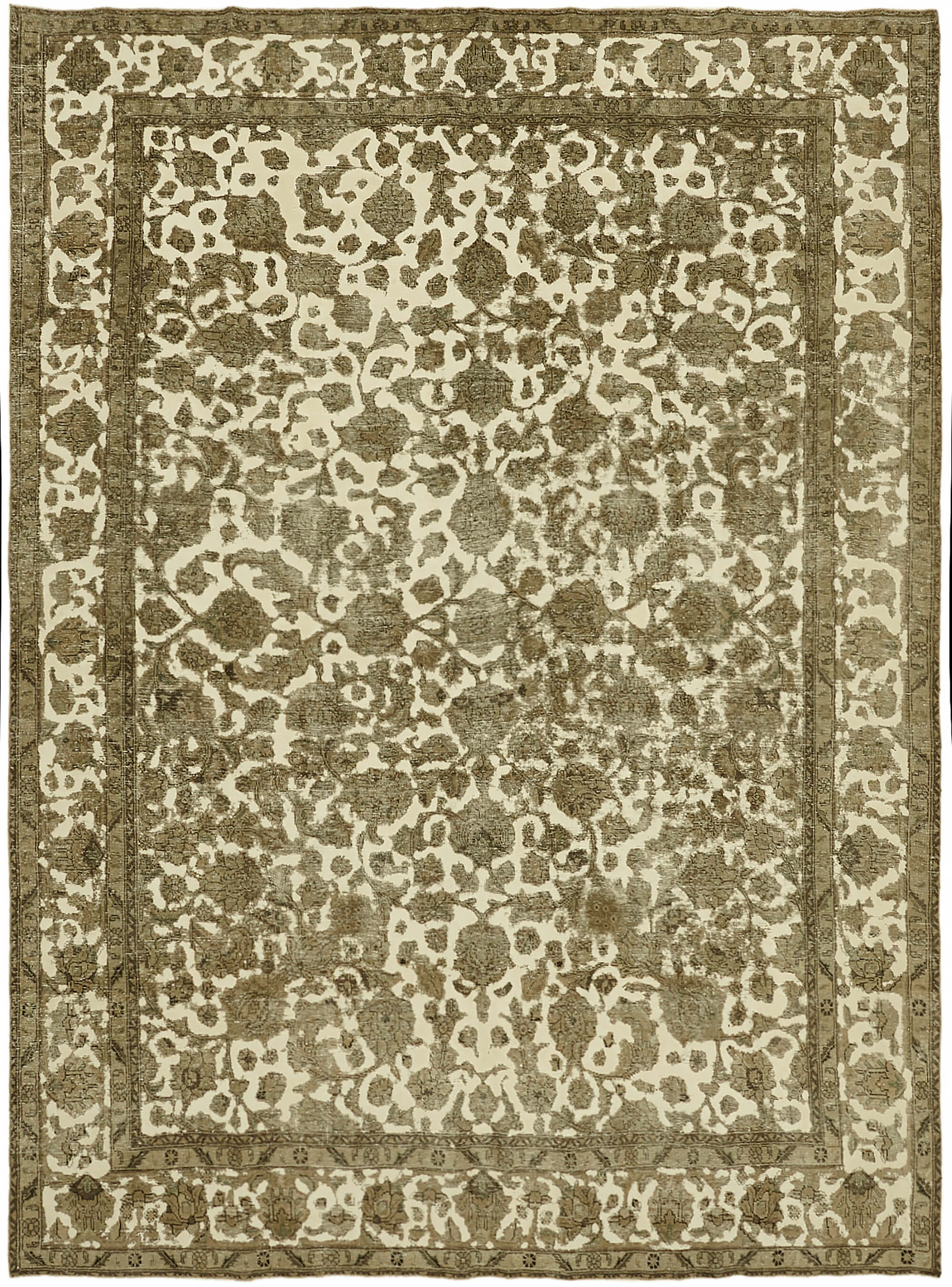 10 x 13 Beige Vintage Large Area Rug - 7344