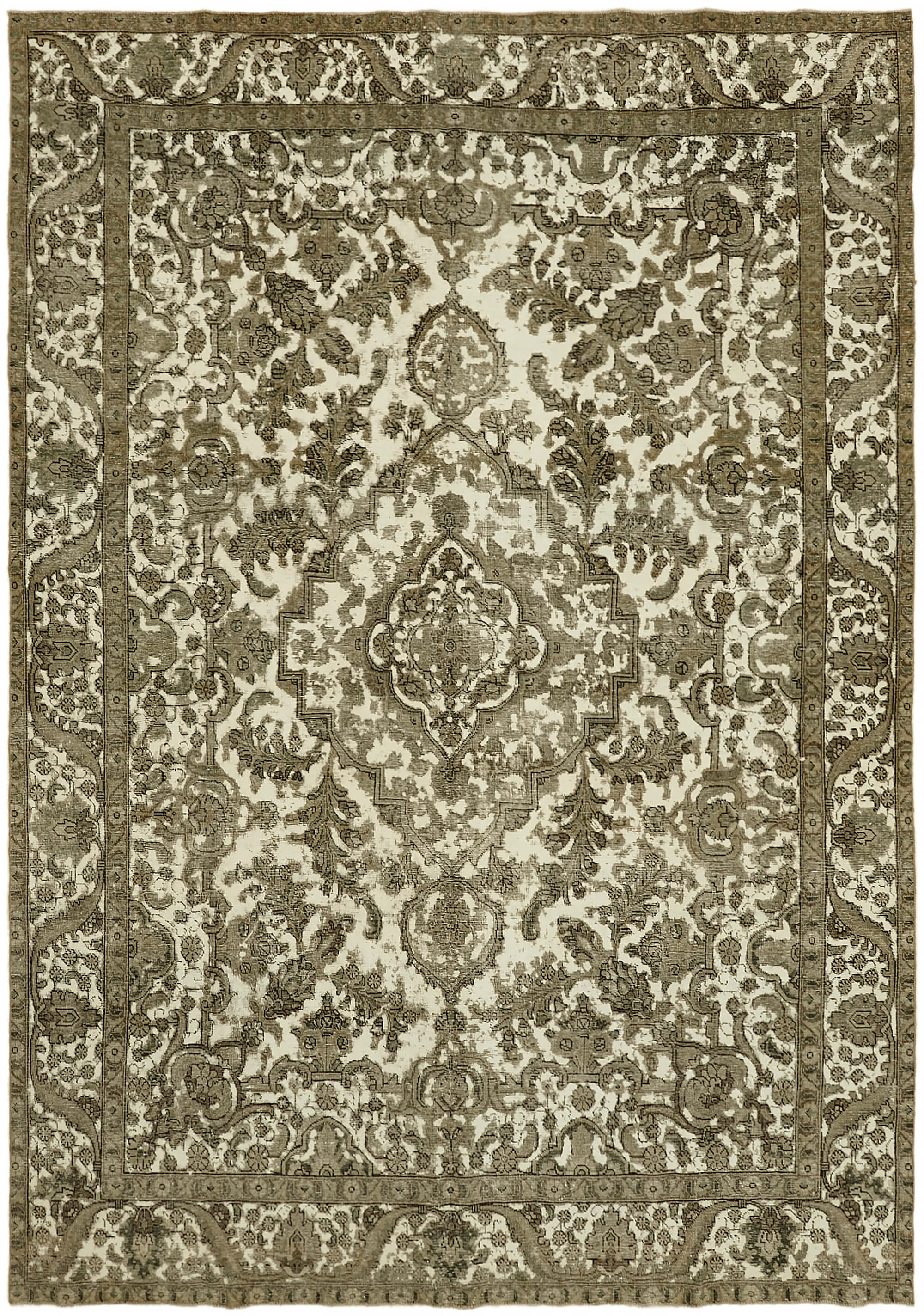 9 x 13 Beige Vintage Large Area Rug - 7345