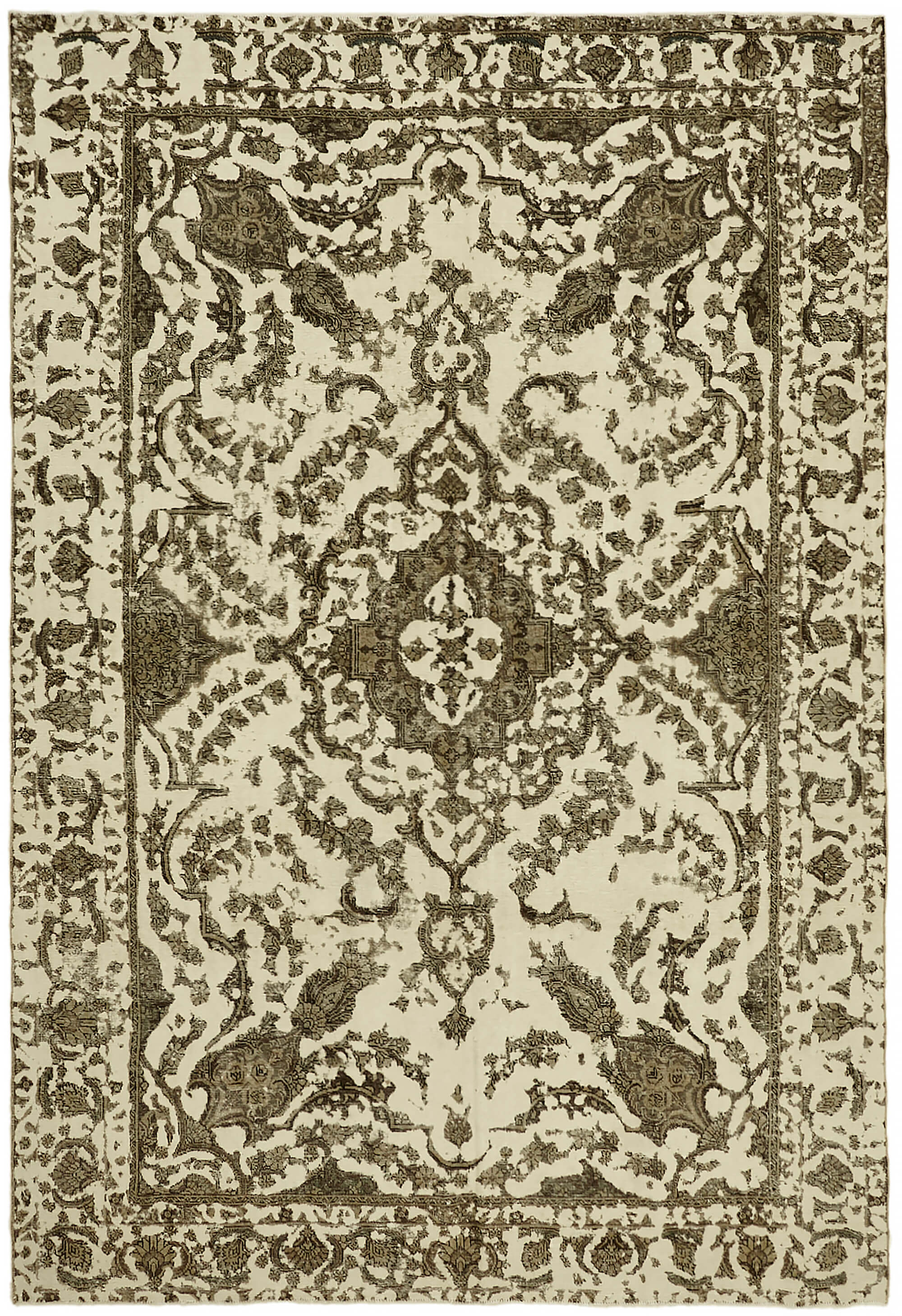 8 x 12 Beige Vintage Large Area Rug - 7346