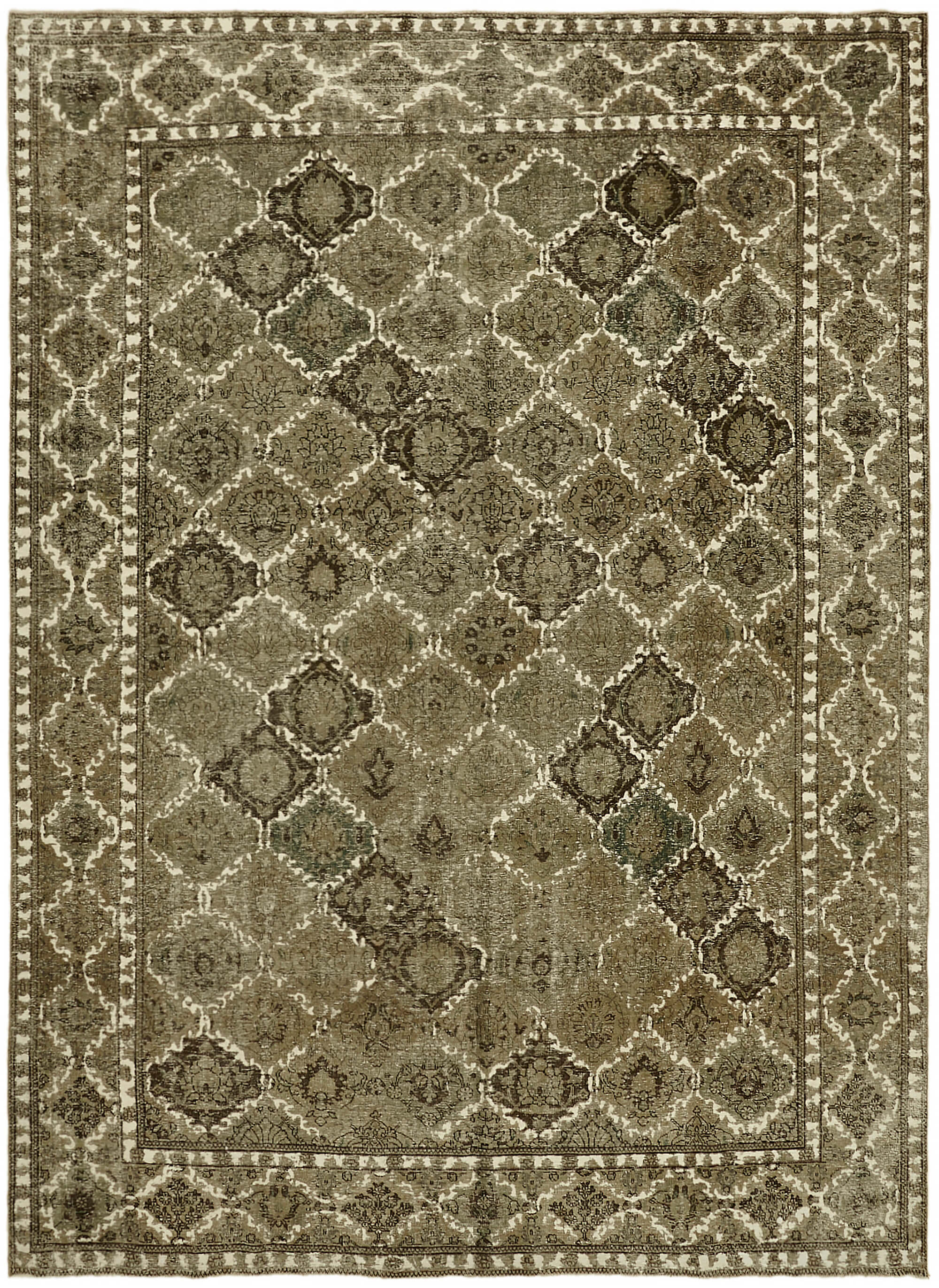 10 x 13 Beige Vintage Large Area Rug - 7347