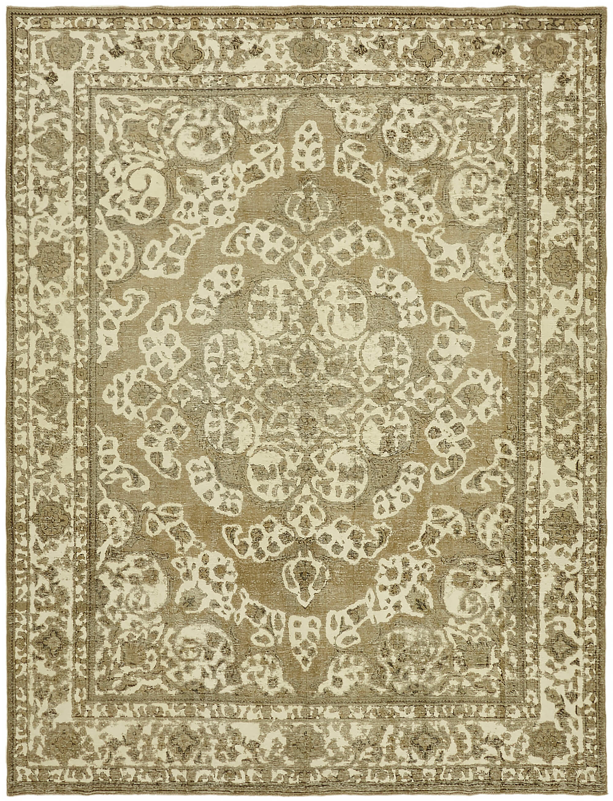 9 x 12 Beige Vintage Large Area Rug - 7348