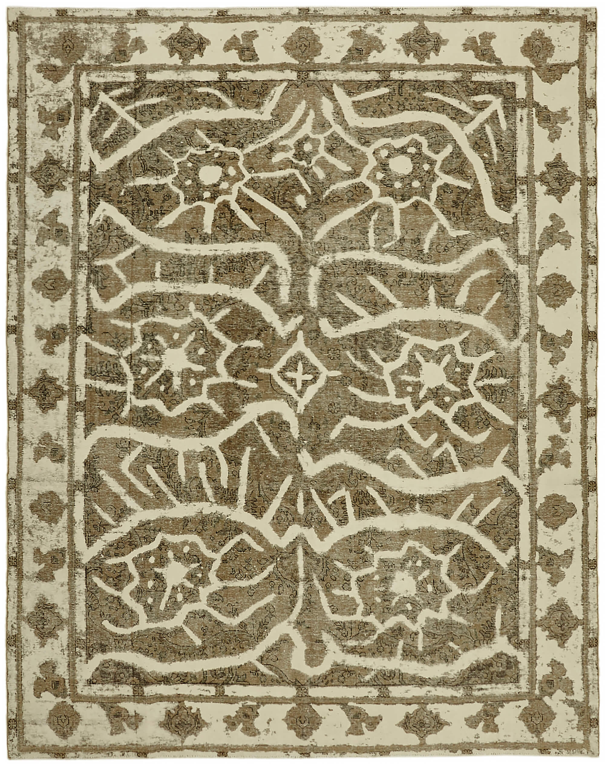 9 x 12 Beige Vintage Large Area Rug - 7349