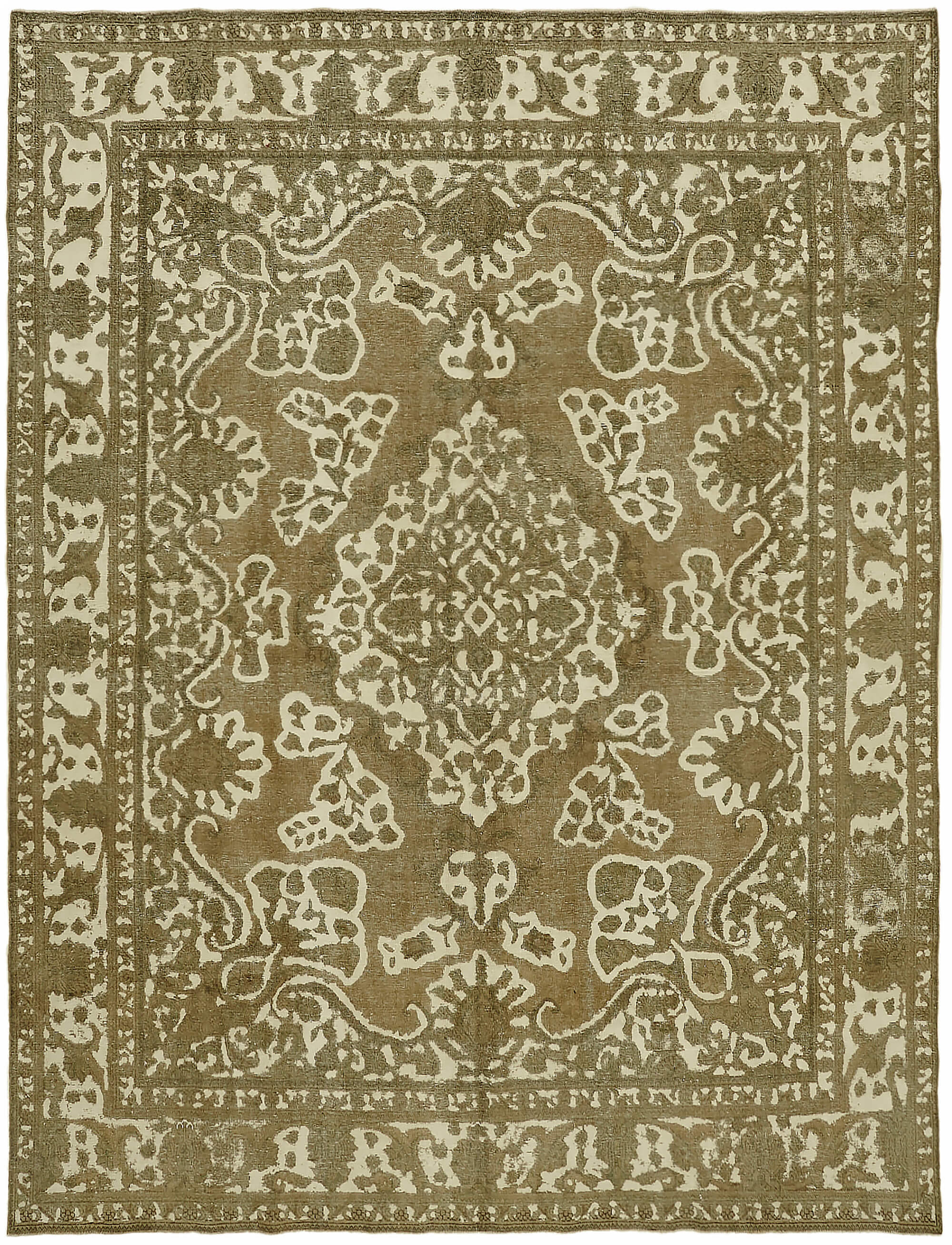 9 x 12 Beige Vintage Large Area Rug - 7350