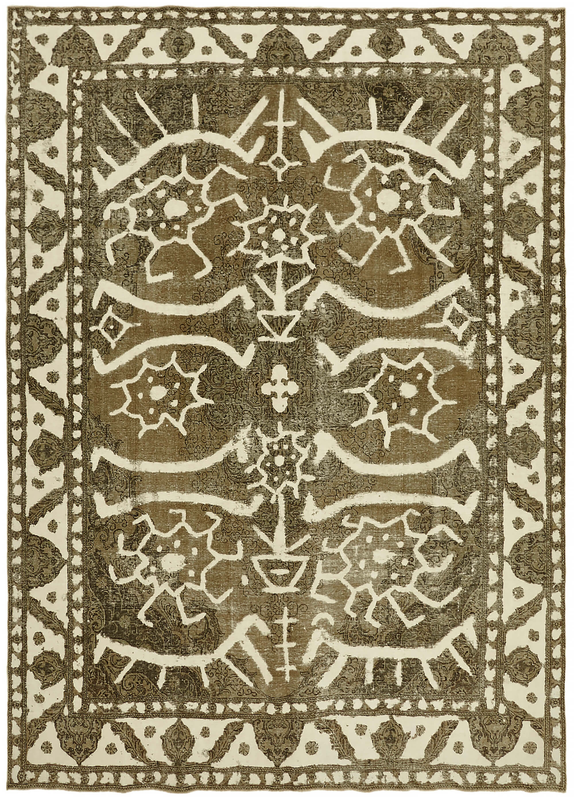 9 x 13 Beige Vintage Large Area Rug - 7351