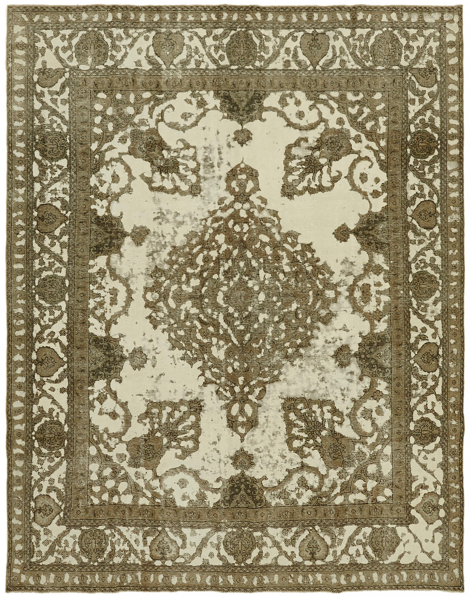 9 x 12 Beige Vintage Large Area Rug - 7352