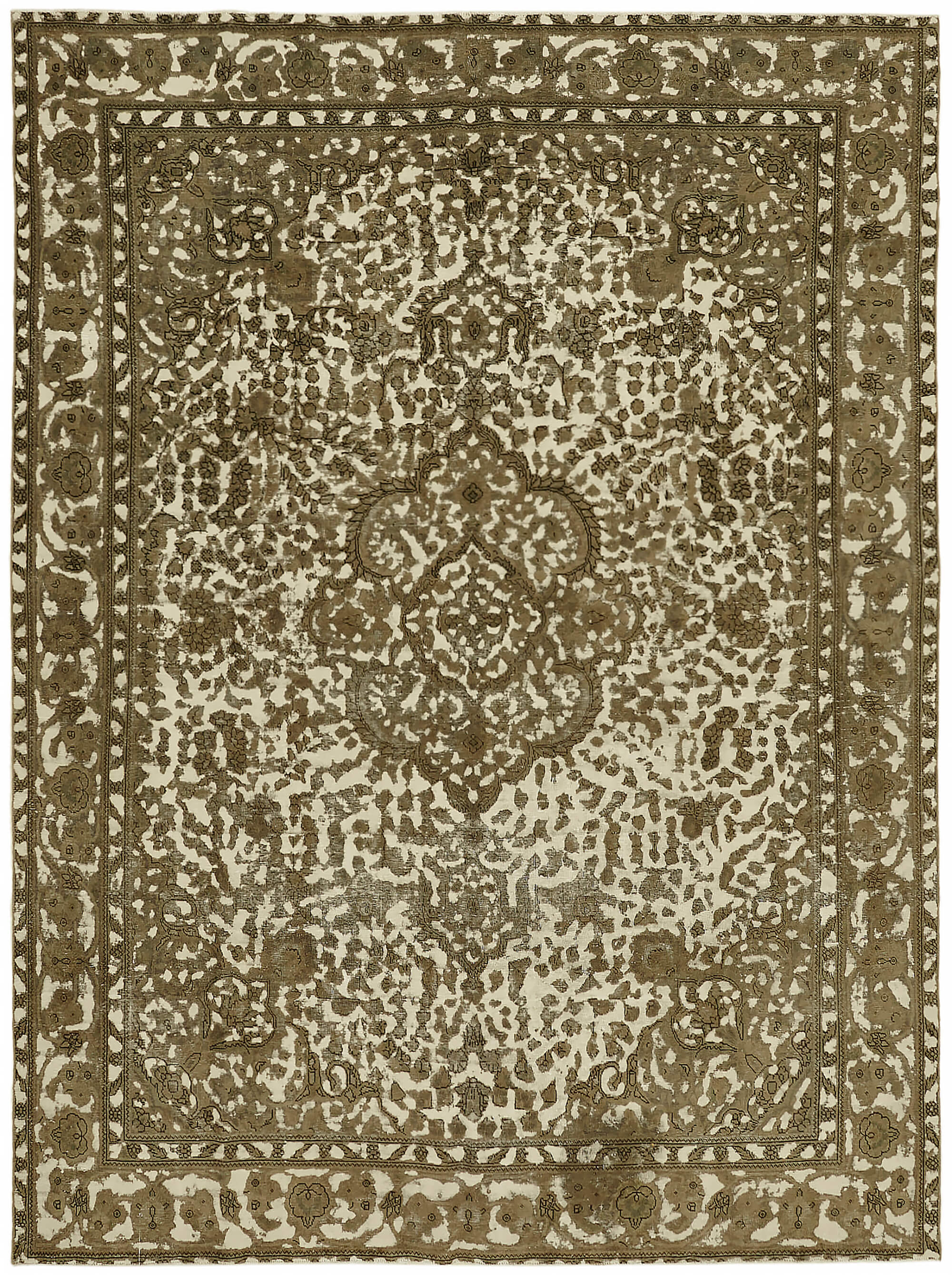 10 x 12 Beige Vintage Large Area Rug - 7353