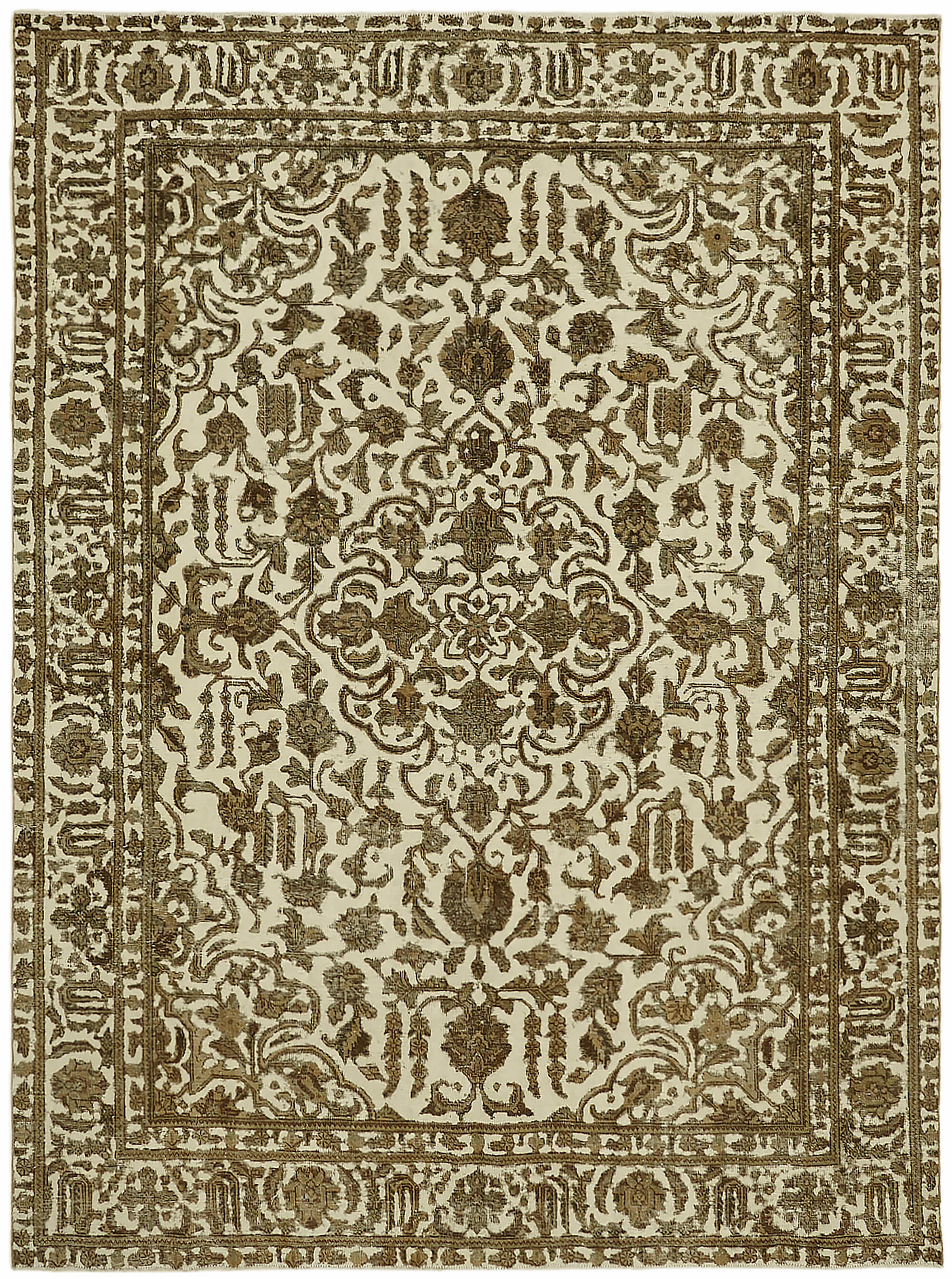 8 x 11 Beige Vintage Large Area Rug - 7355