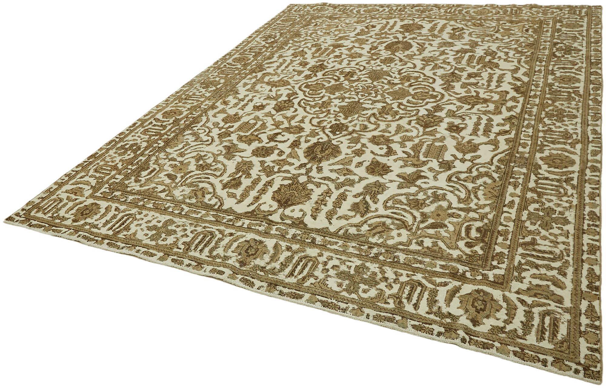 8 x 11 Beige Vintage Large Area Rug - 7355