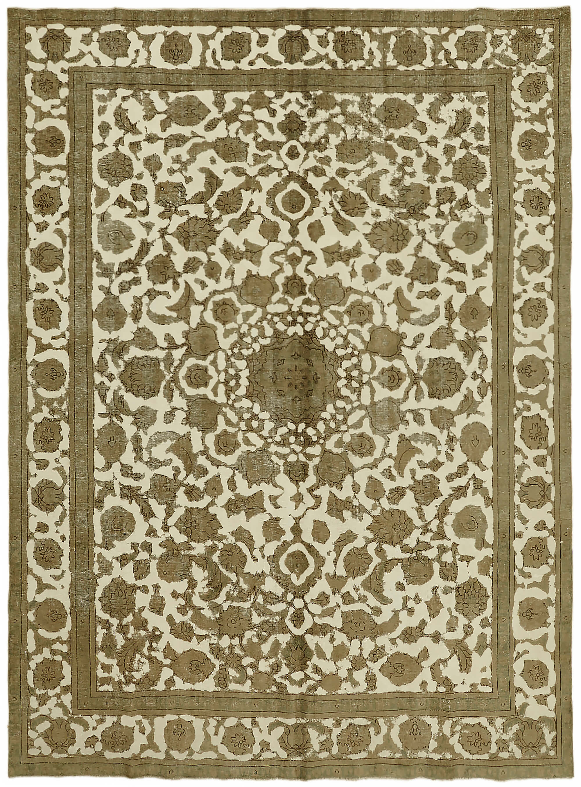 9 x 12 Beige Vintage Large Area Rug - 7356