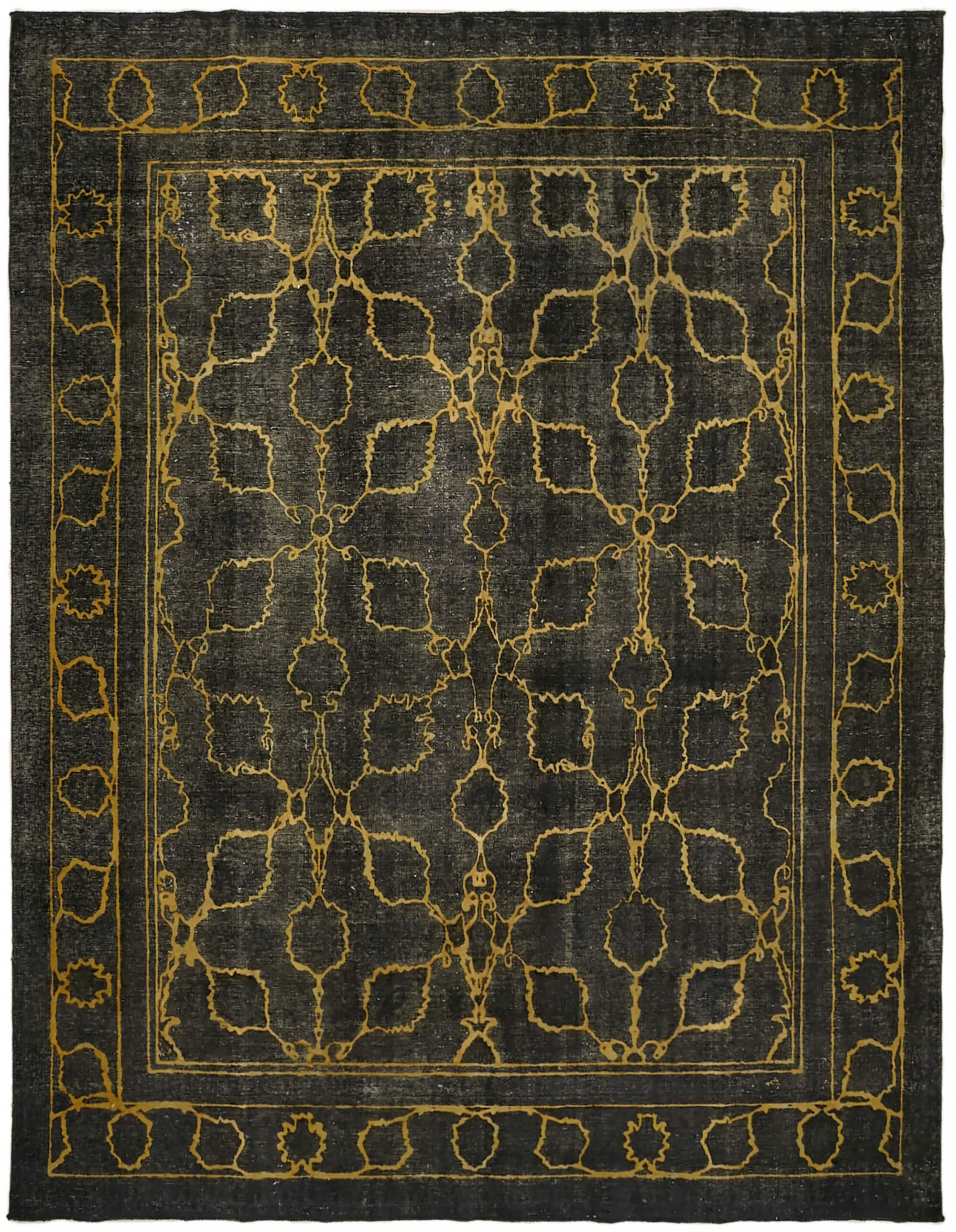 10 x 12 Black Overdyed Large Area Rug - 7357