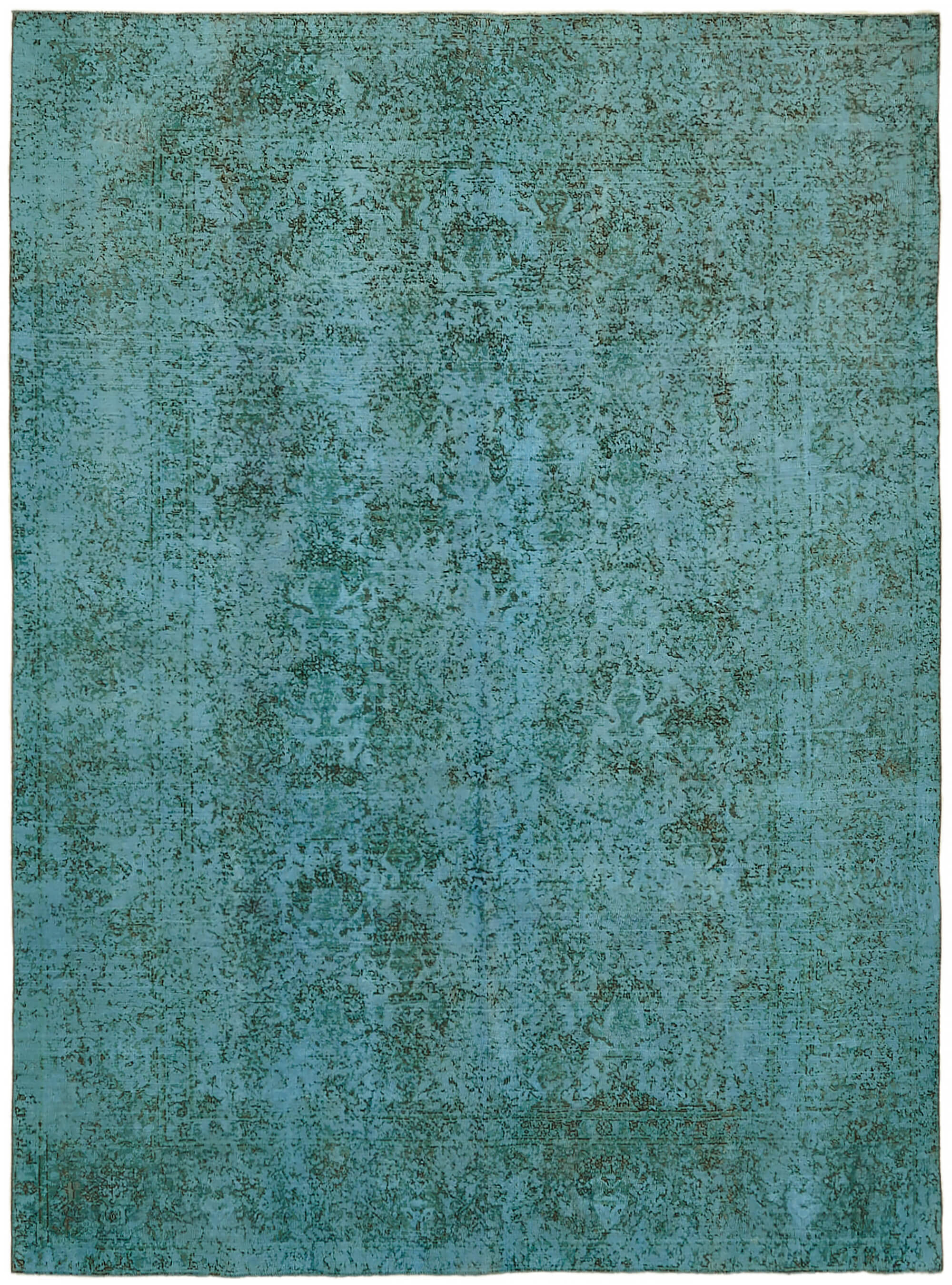 9 x 12 Turquoise Overdyed Large Area Rug - 7364