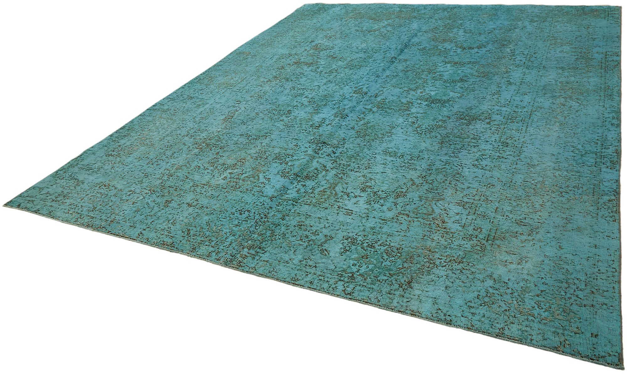 9 x 12 Turquoise Overdyed Large Area Rug - 7364