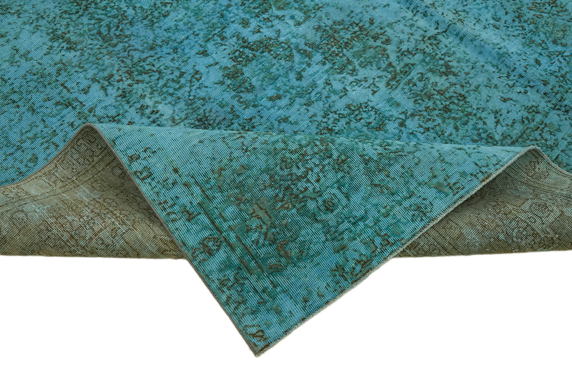 9 x 12 Turquoise Overdyed Large Area Rug - 7364