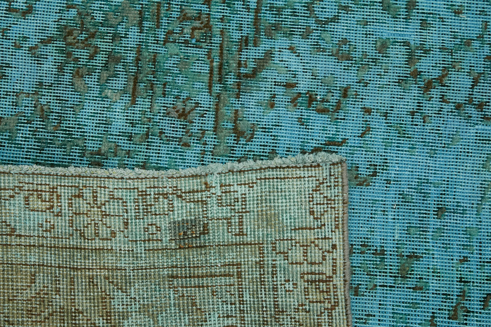 9 x 12 Turquoise Overdyed Large Area Rug - 7364