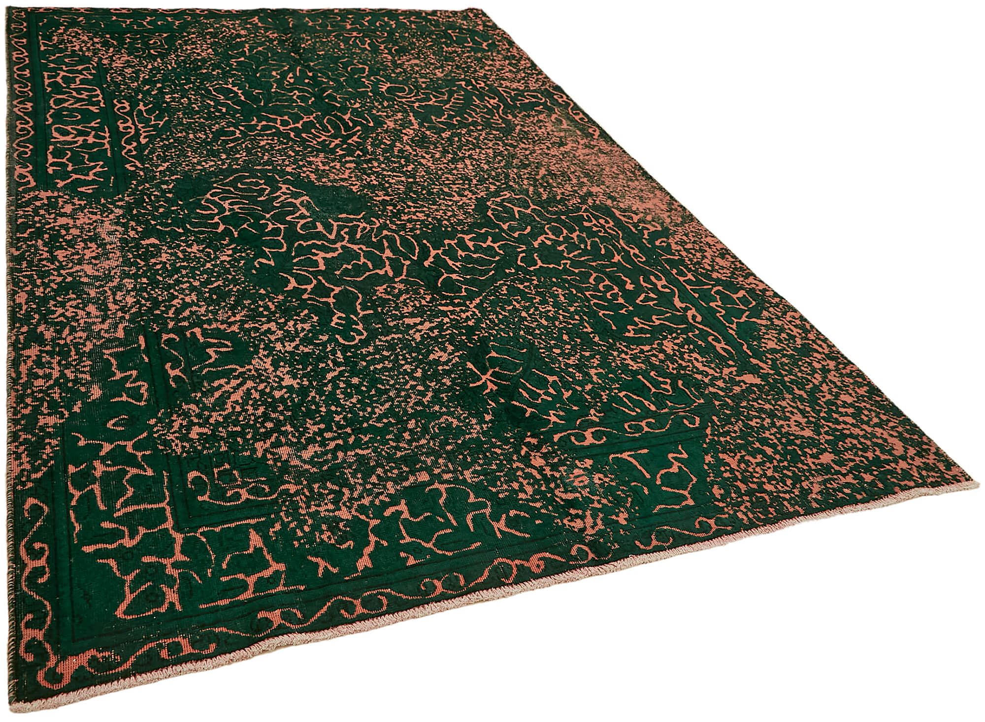 6 x 10 Green Overdyed Large Area Rug - 7377