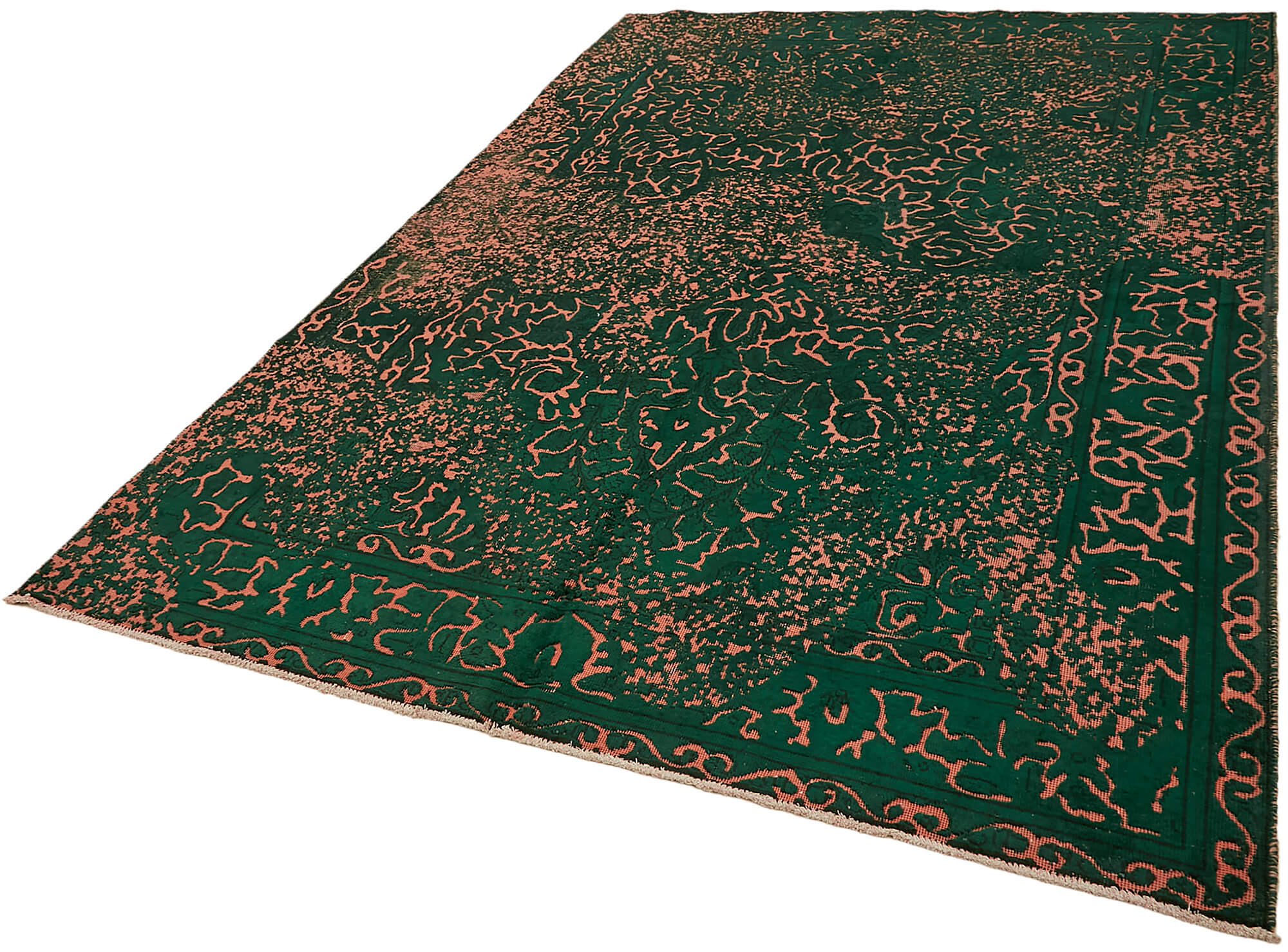 6 x 10 Green Overdyed Large Area Rug - 7377