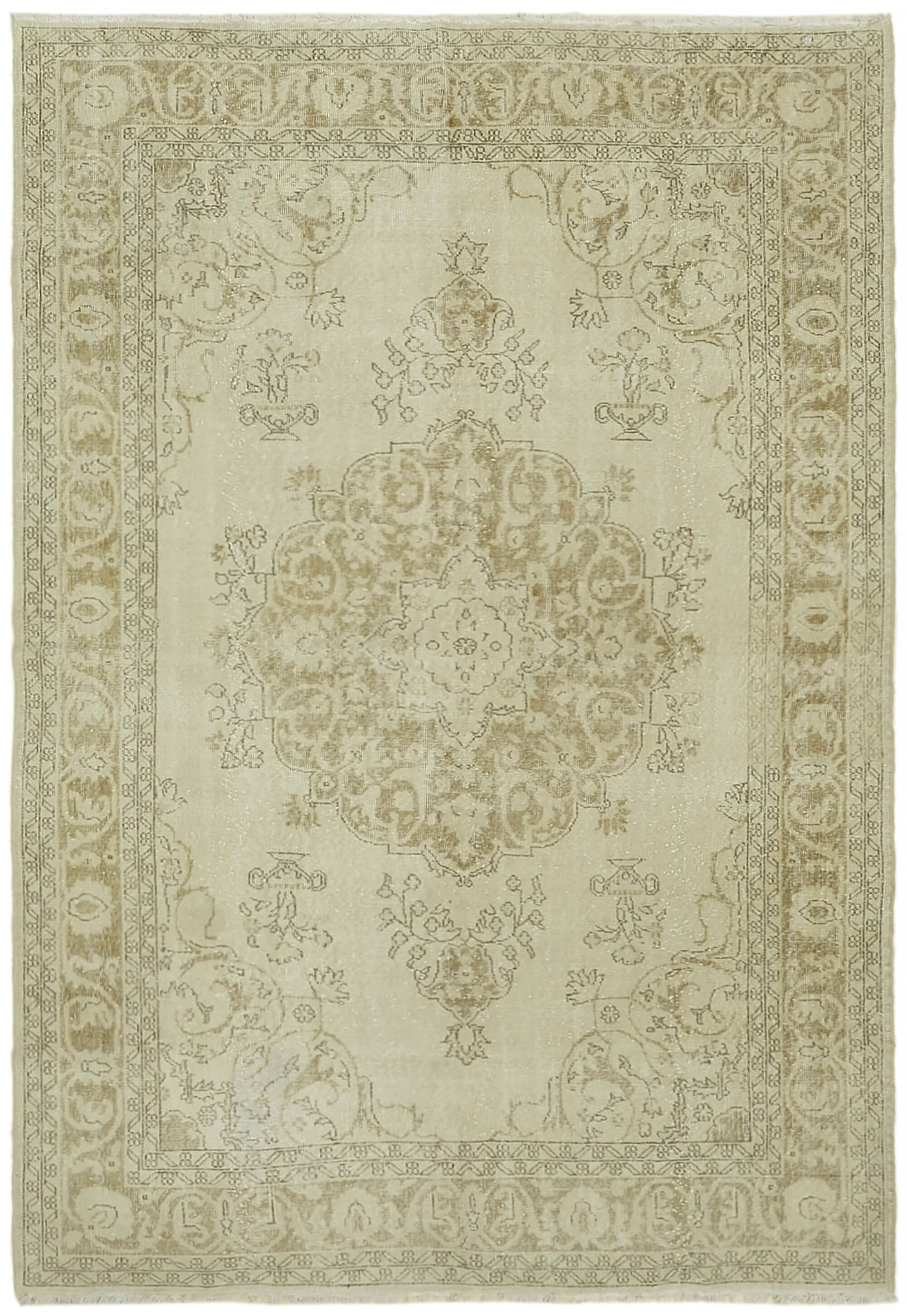 7 x 10 Beige Vintage Large Area Rug - 7397