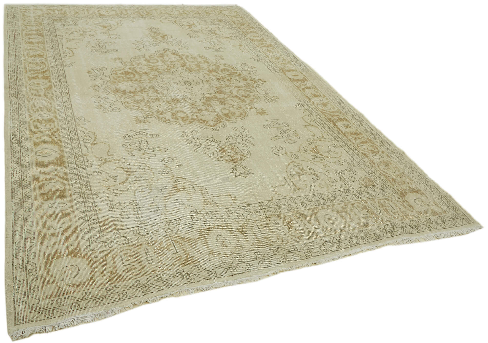 7 x 10 Beige Vintage Large Area Rug - 7397