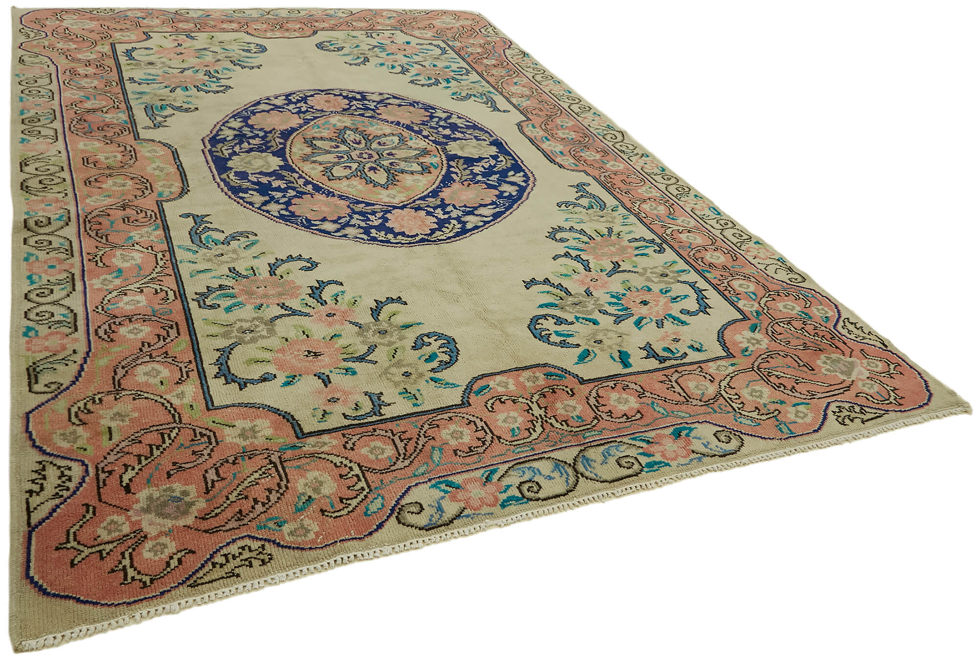 8 x 11 Beige Vintage Large Area Rug - 7400