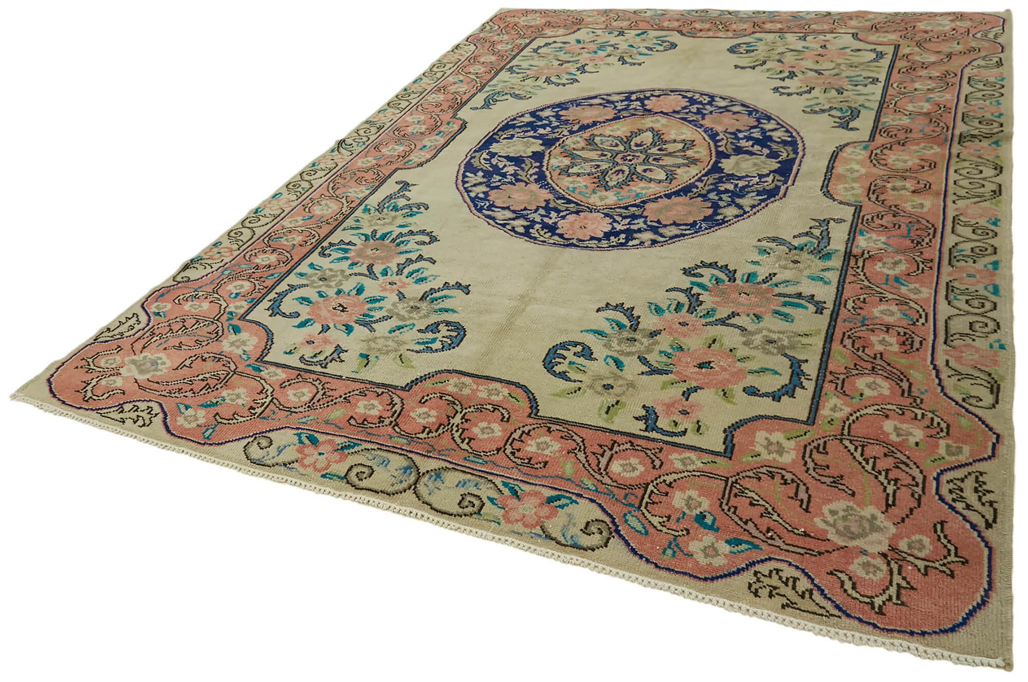 8 x 11 Beige Vintage Large Area Rug - 7400