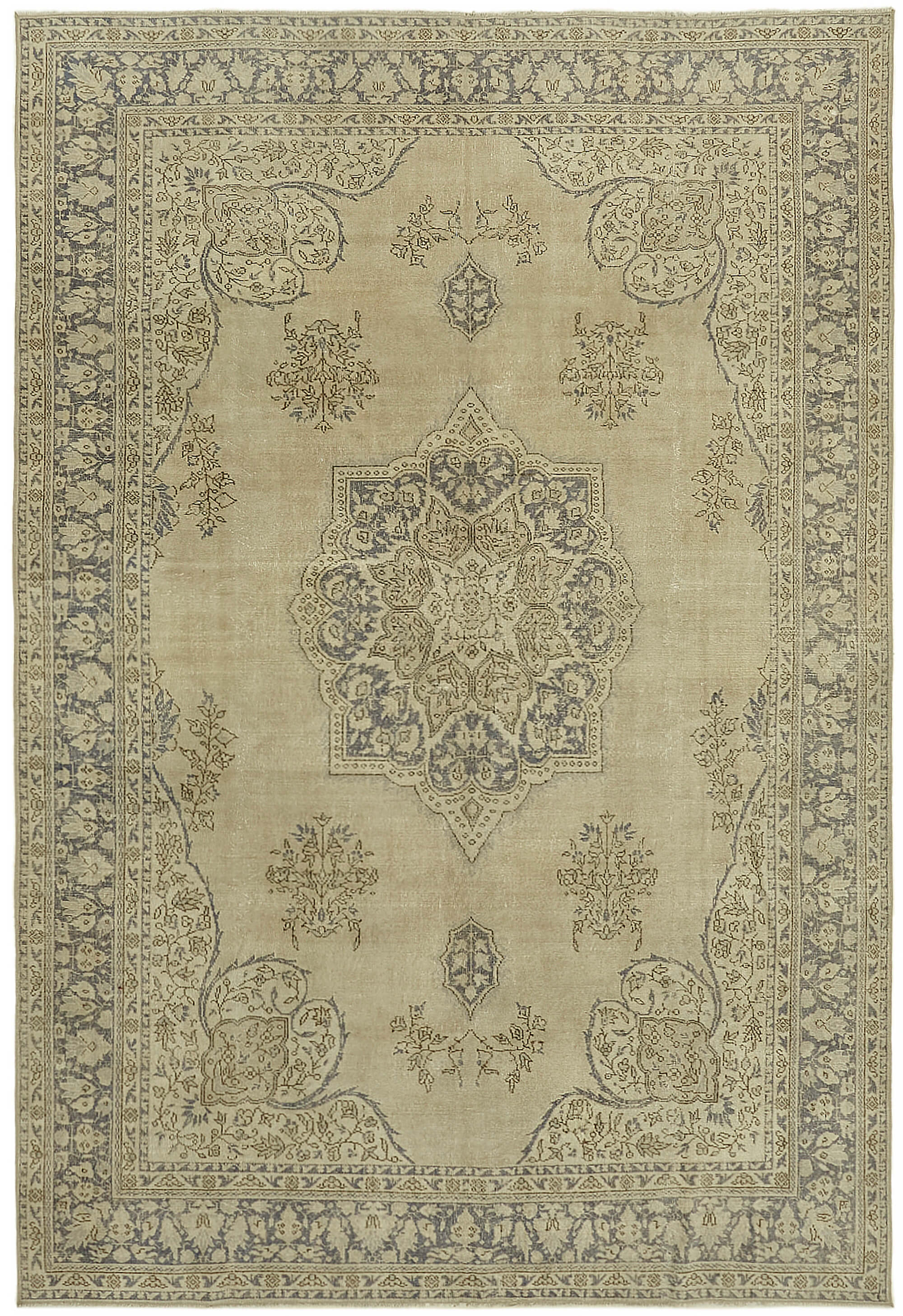 8 x 12 Beige Vintage Large Area Rug - 7401