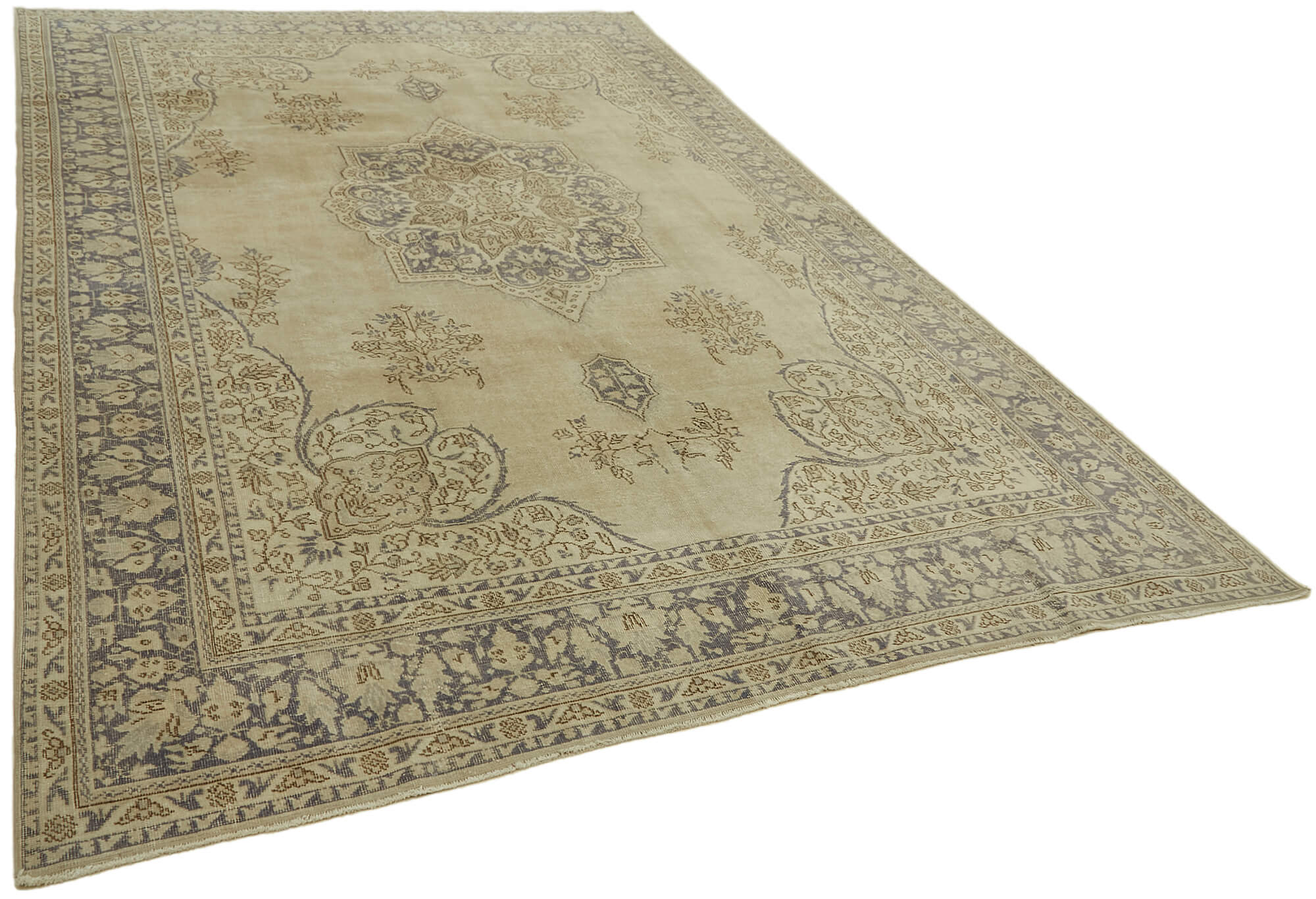 8 x 12 Beige Vintage Large Area Rug - 7401