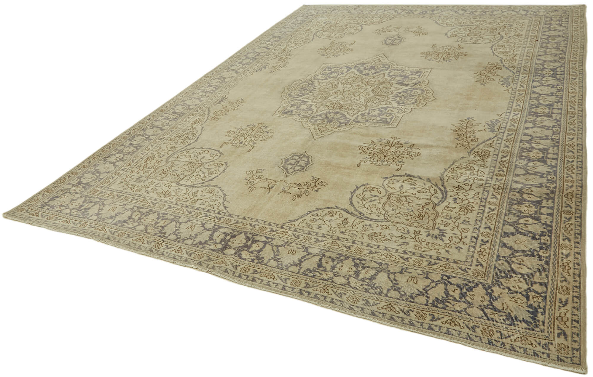 8 x 12 Beige Vintage Large Area Rug - 7401