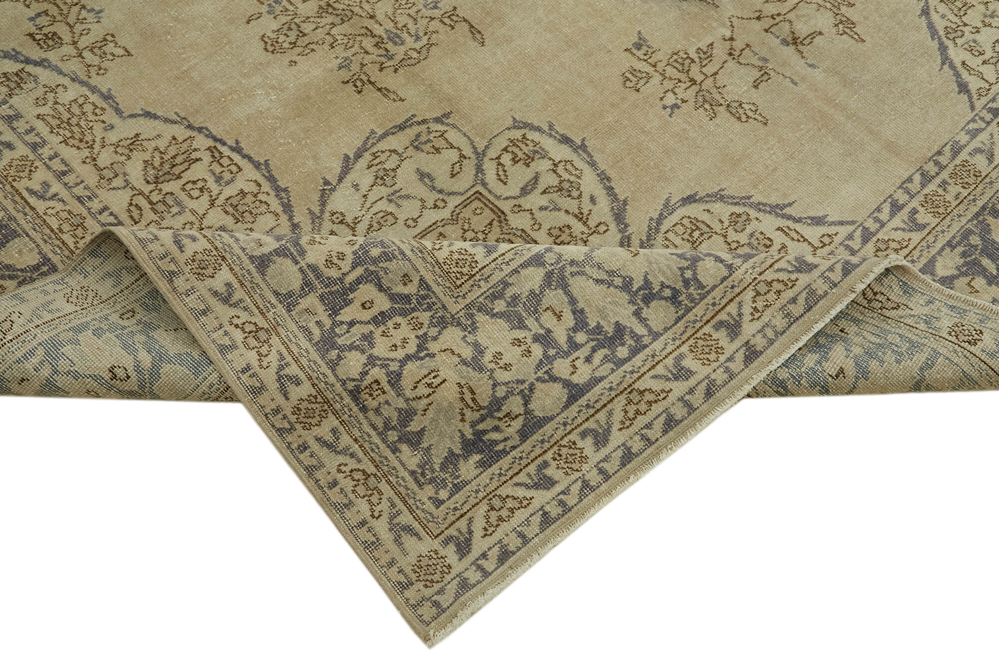 8 x 12 Beige Vintage Large Area Rug - 7401