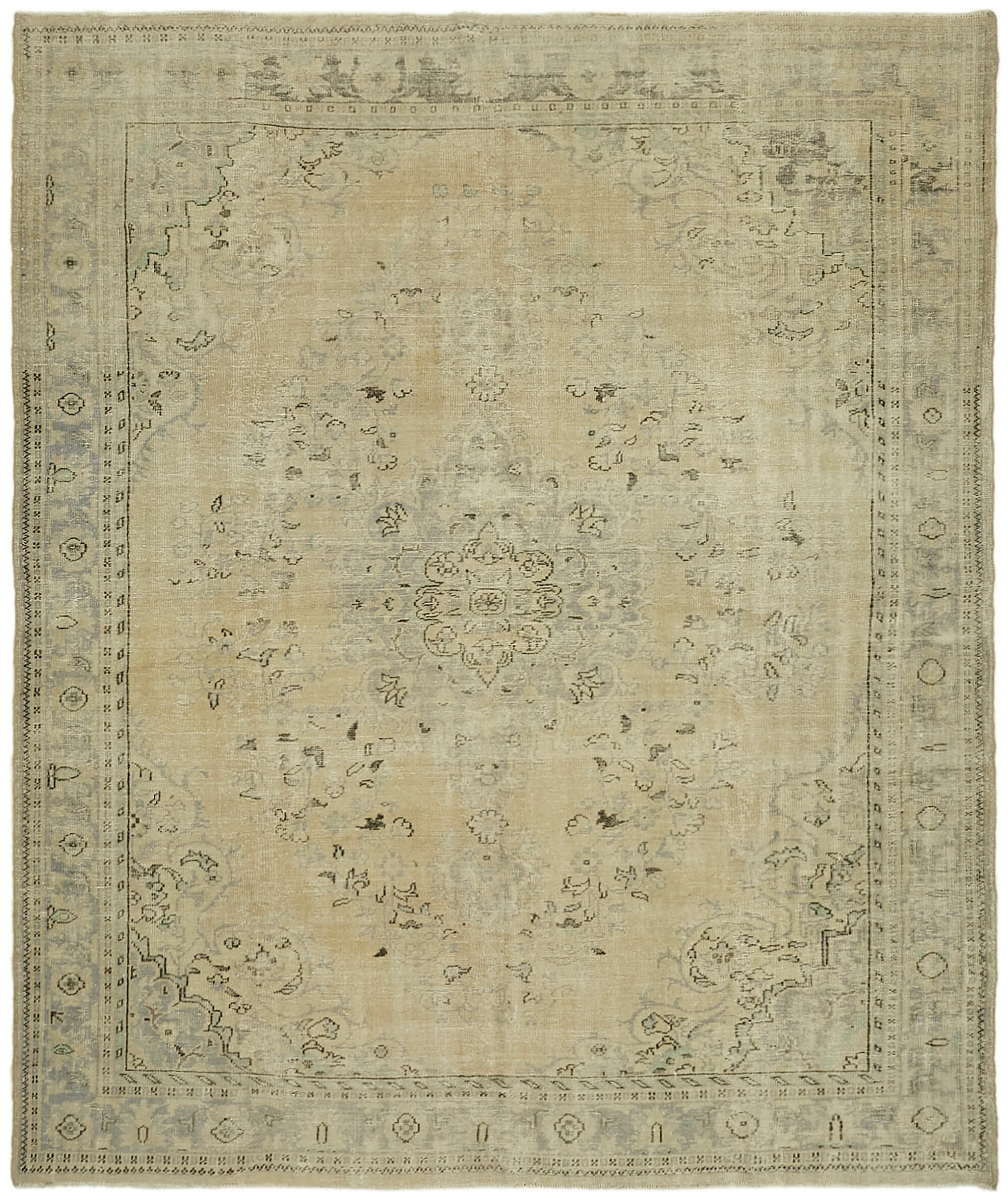 9 x 11 Beige Vintage Large Area Rug - 7402