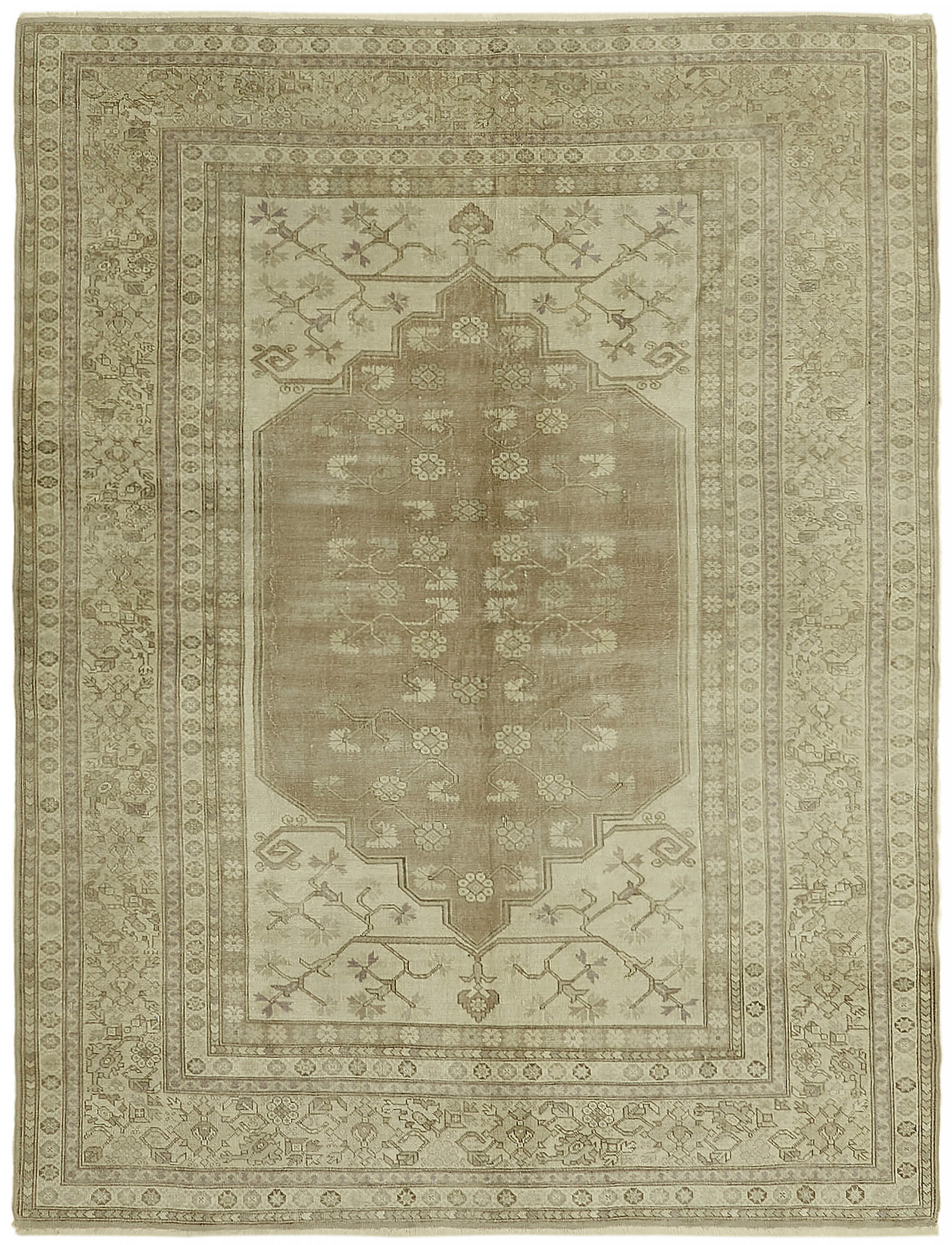 7 x 9 Beige Vintage Large Area Rug - 7404