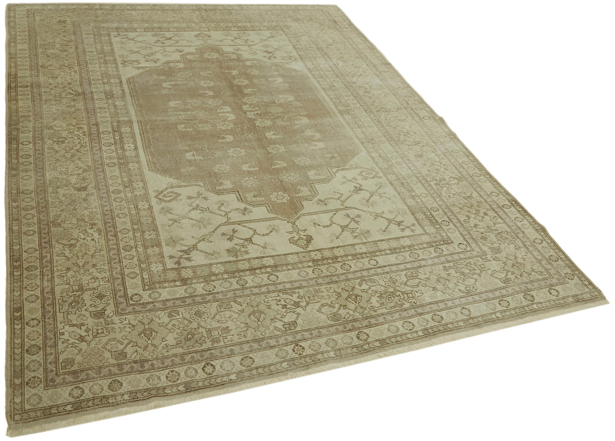 7 x 9 Beige Vintage Large Area Rug - 7404