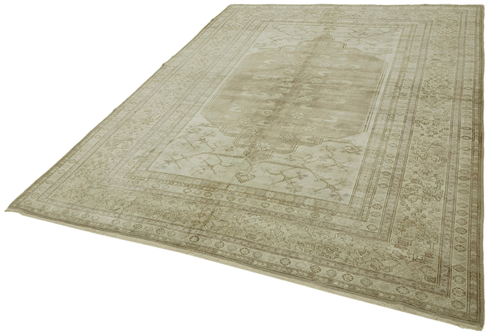 7 x 9 Beige Vintage Large Area Rug - 7404