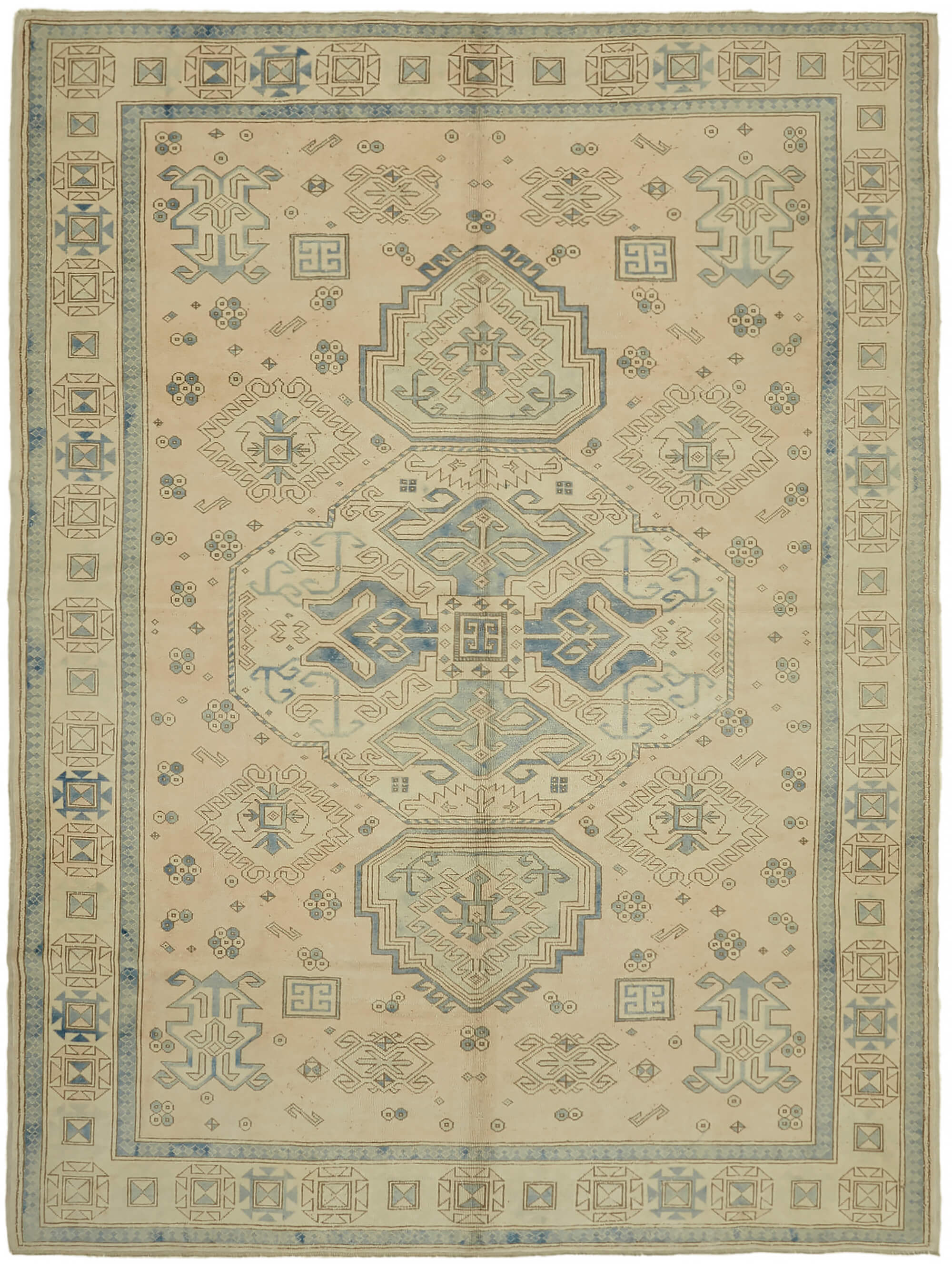 9 x 11 Beige Vintage Large Area Rug - 7406