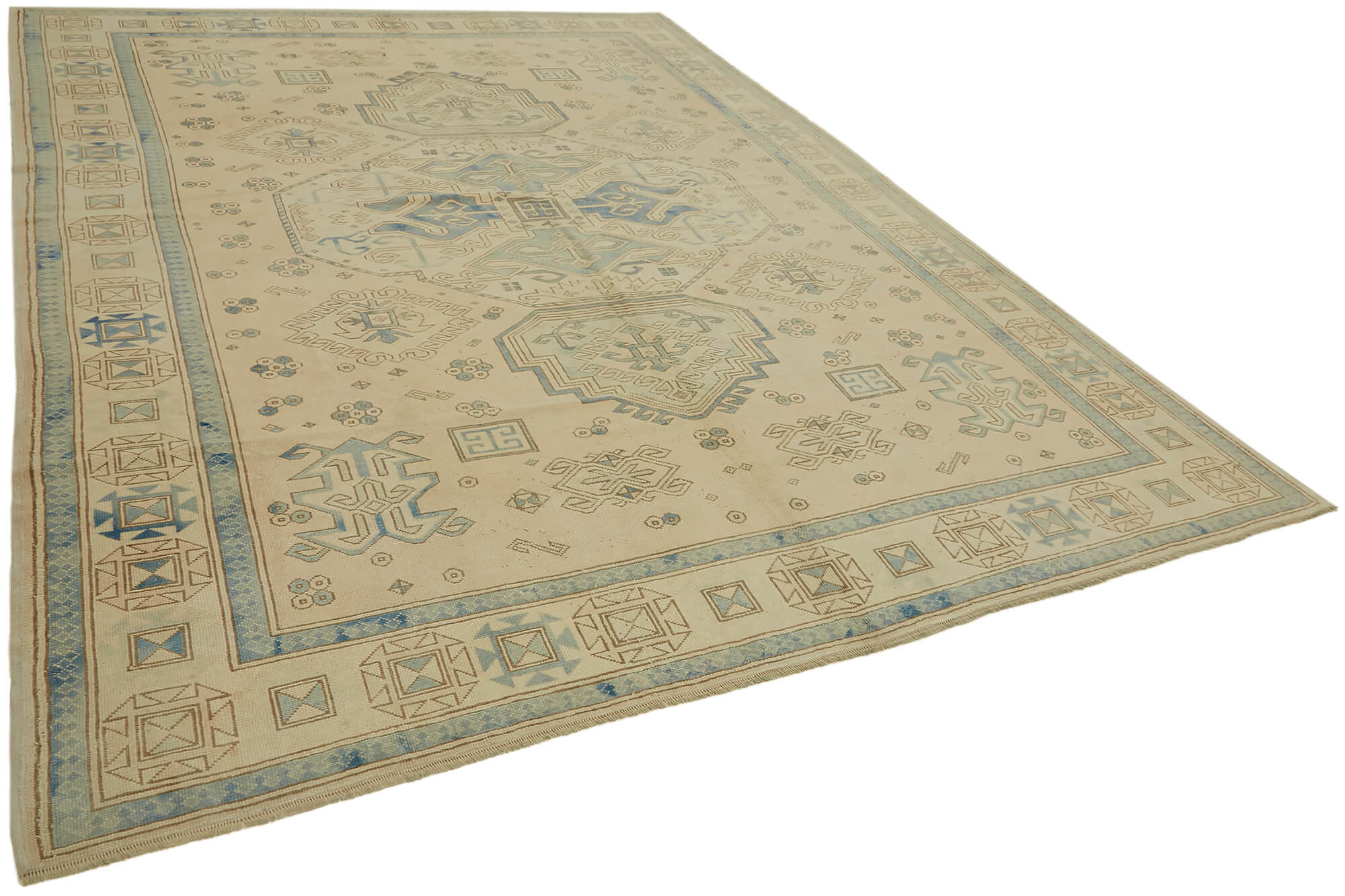 9 x 11 Beige Vintage Large Area Rug - 7406