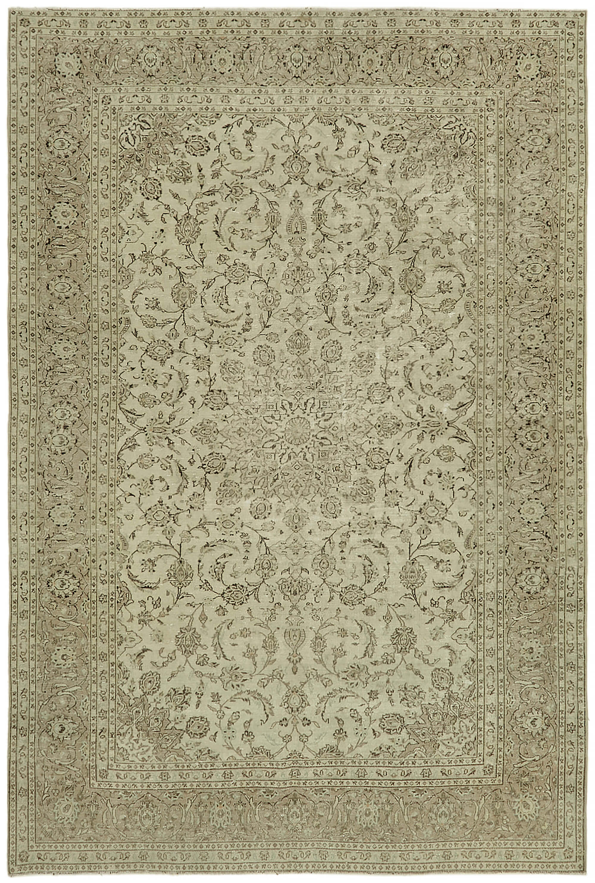 8 x 12 Beige Vintage Large Area Rug - 7412