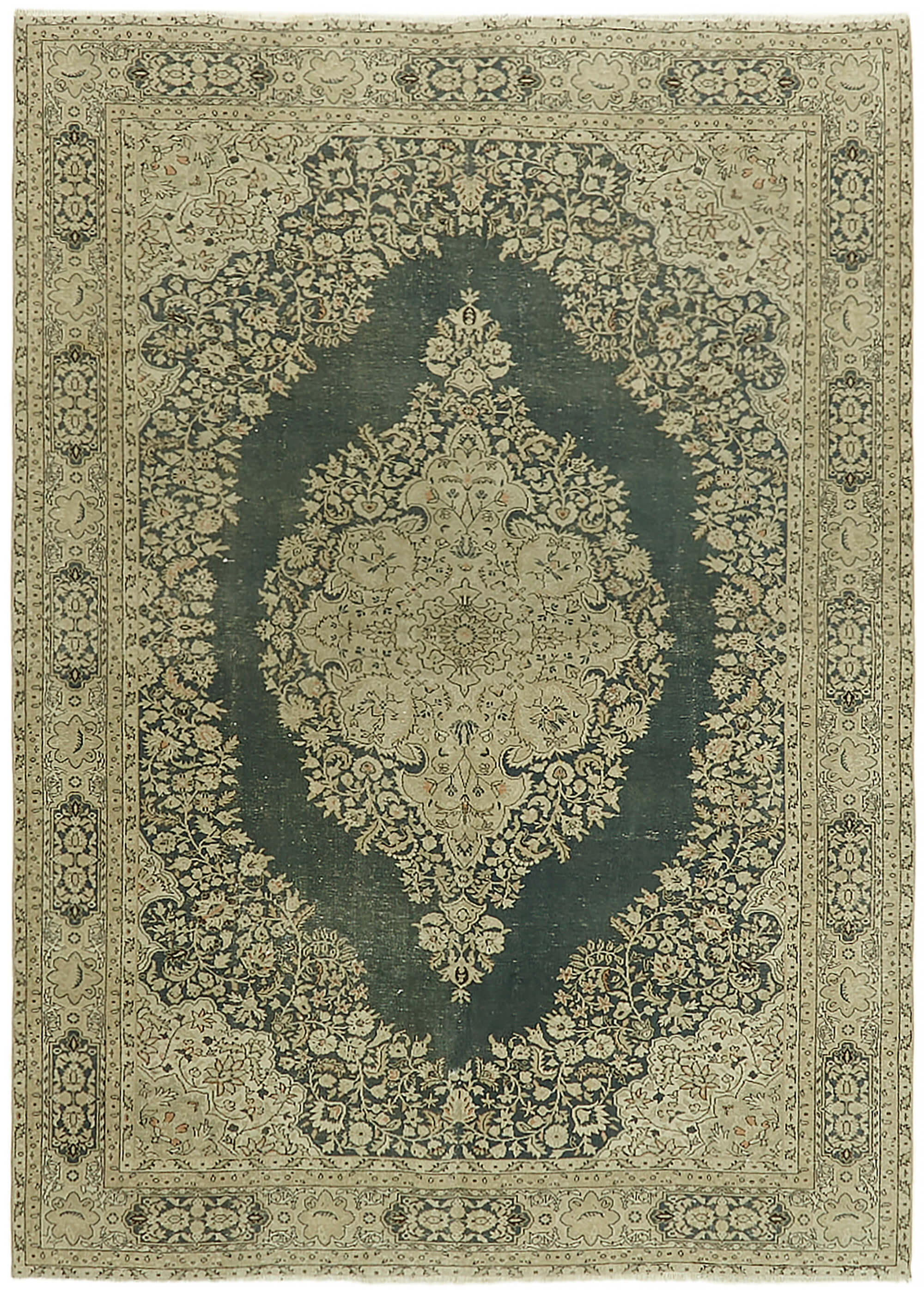 7 x 9 Beige Vintage Large Area Rug - 7413