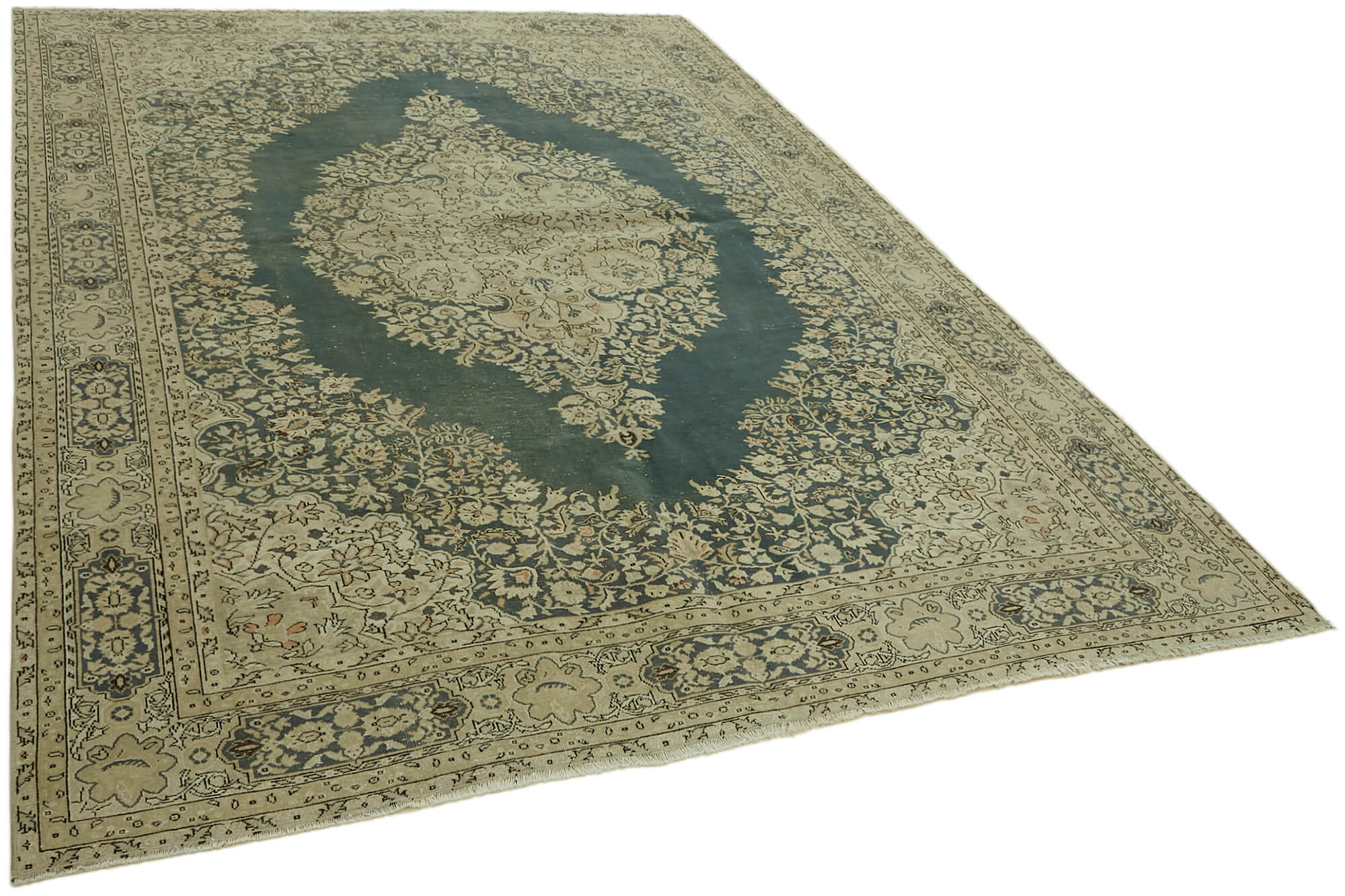 7 x 9 Beige Vintage Large Area Rug - 7413