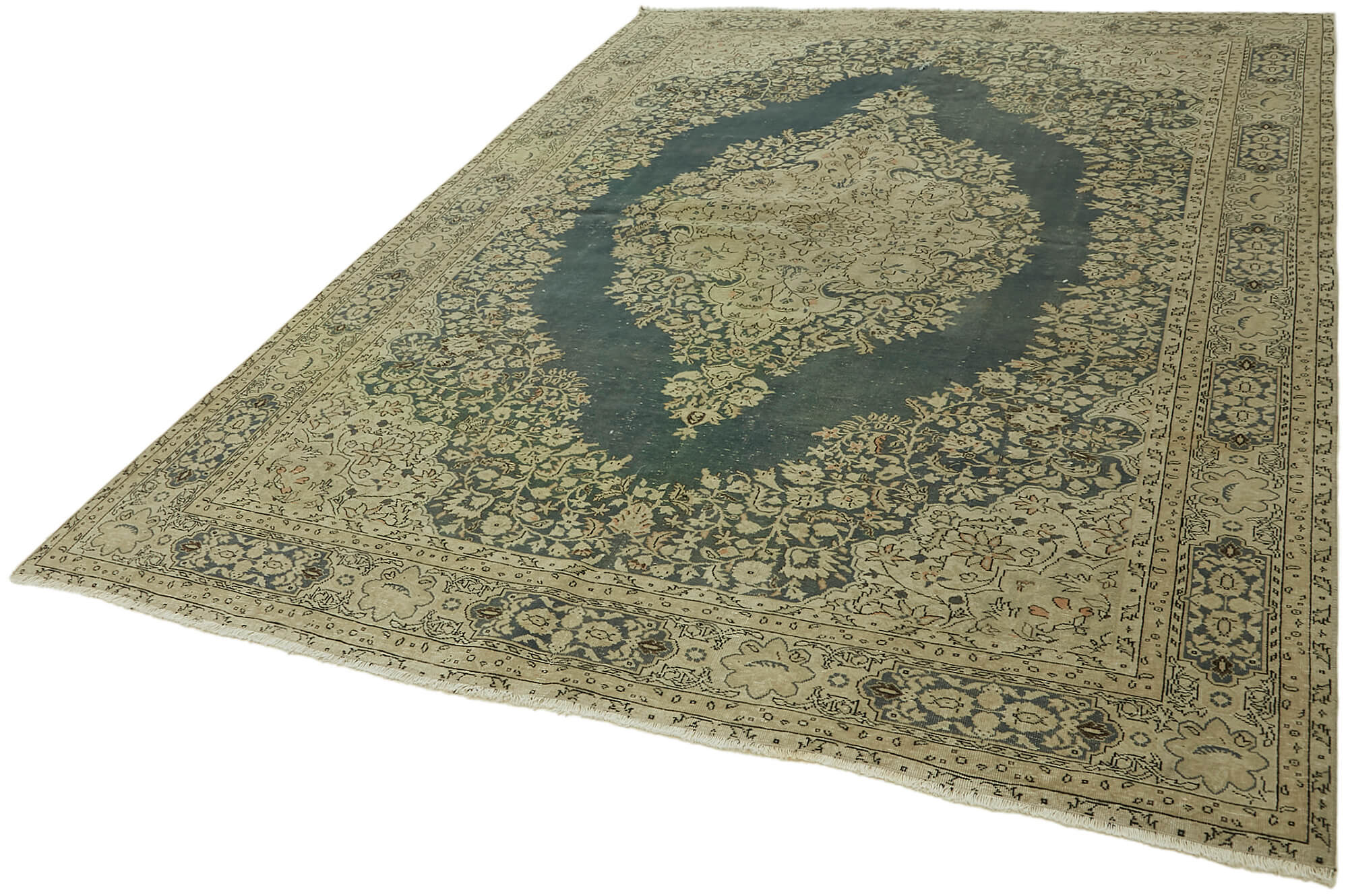 7 x 9 Beige Vintage Large Area Rug - 7413