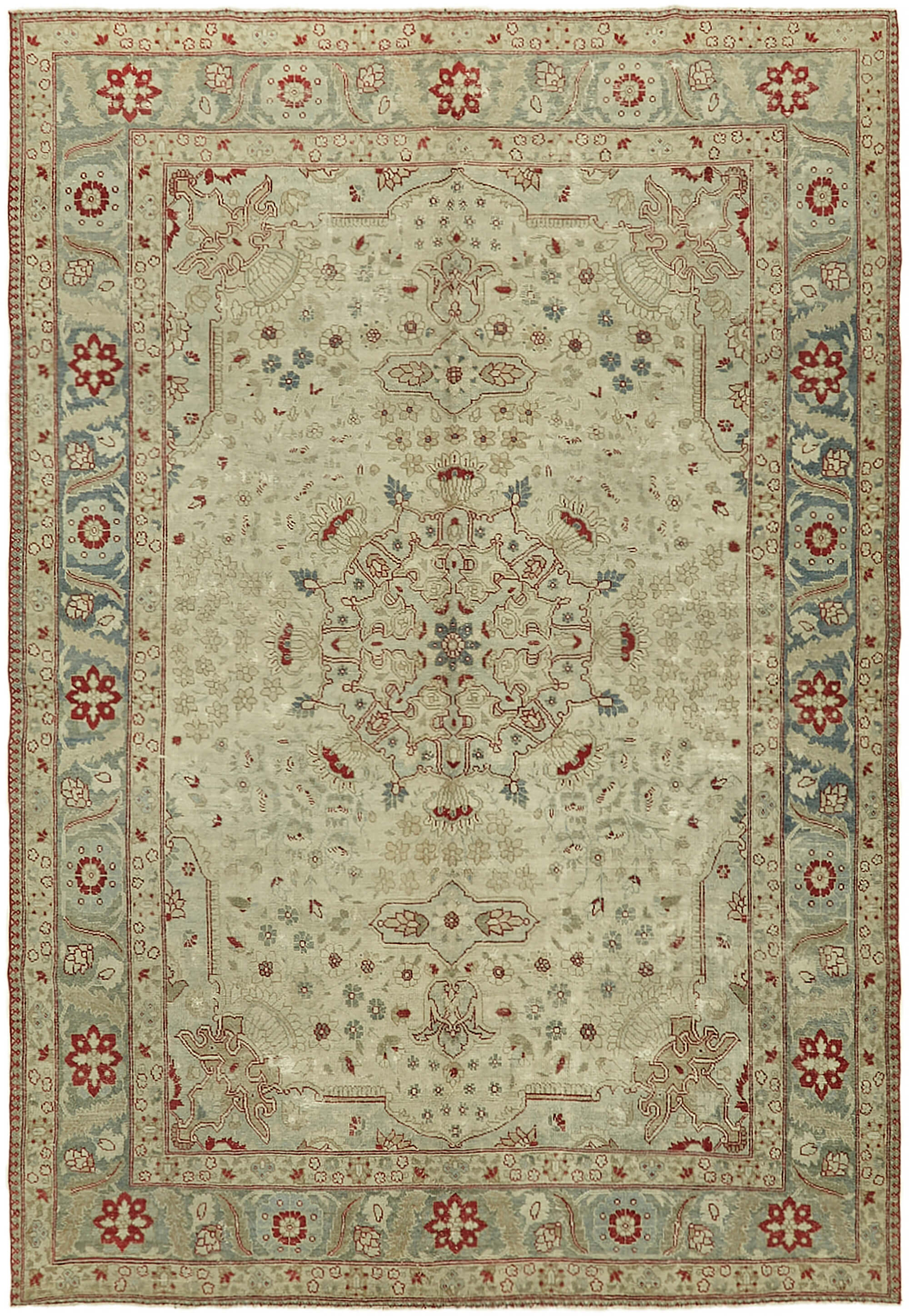 8 x 12 Beige Vintage Large Area Rug - 7416