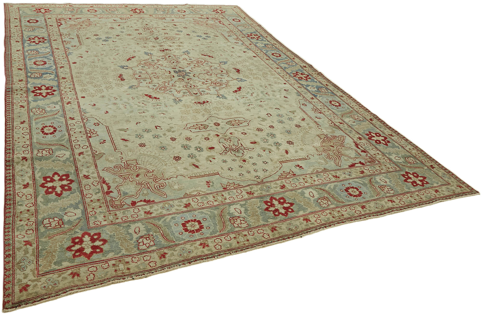 8 x 12 Beige Vintage Large Area Rug - 7416